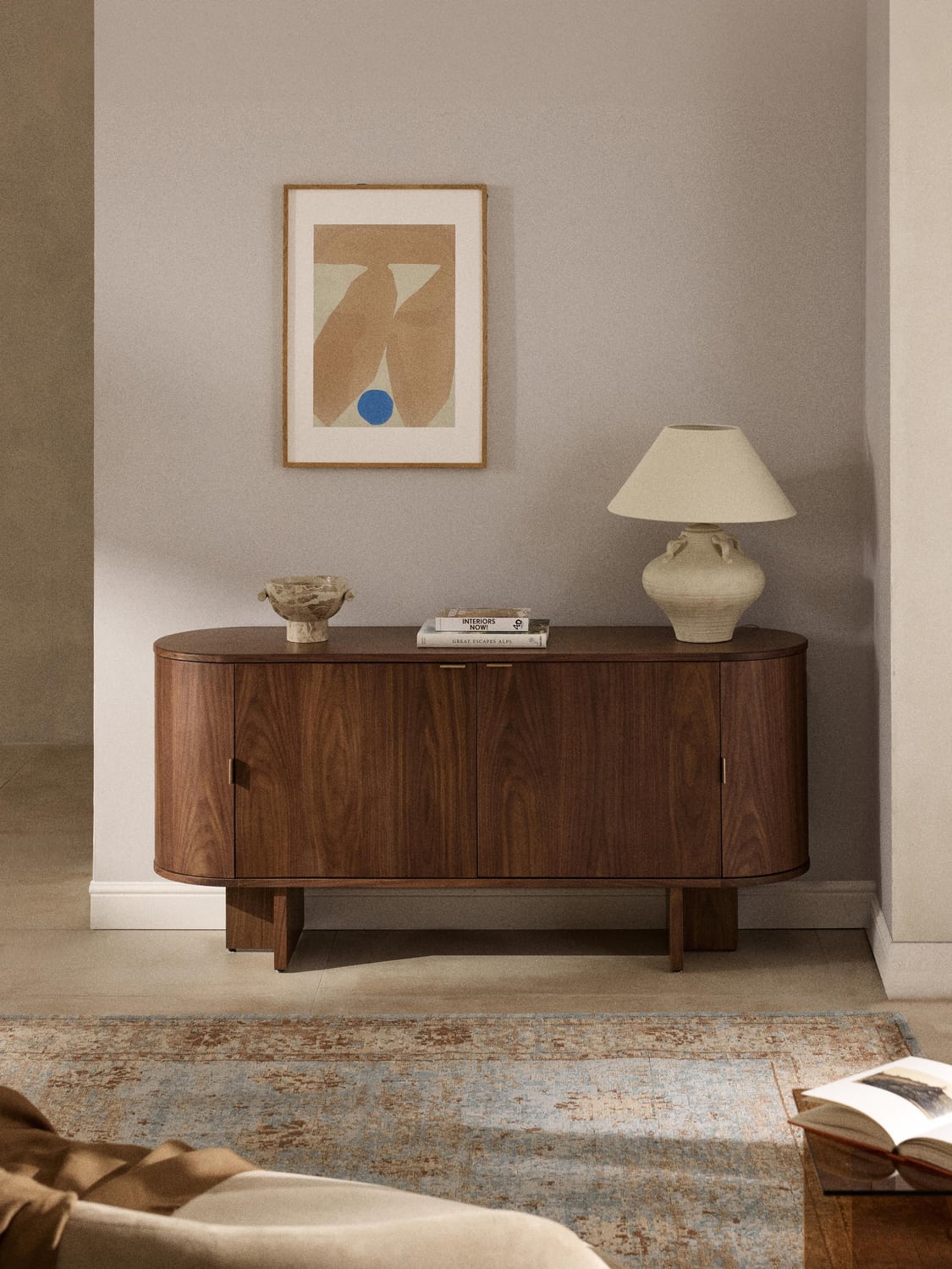 Zumi Wooden Sideboard with Rounded Corners — Dark Grey