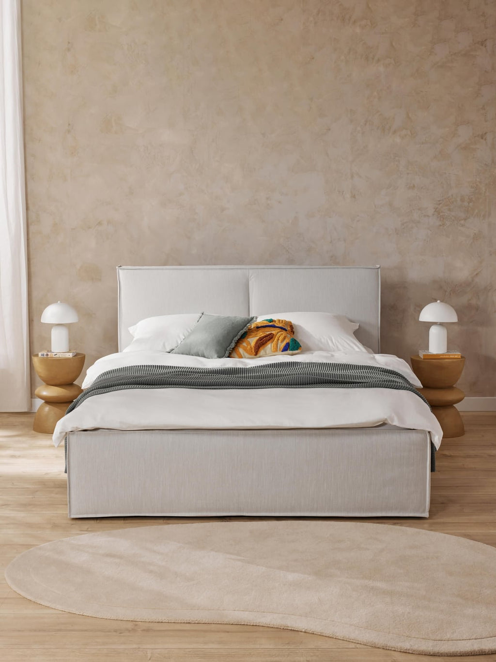 Dream Upholstered Bed with Storage — Light Grey
