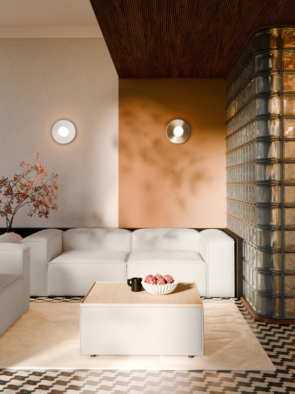 Lennon Sofa Ottoman with Storage — Blush