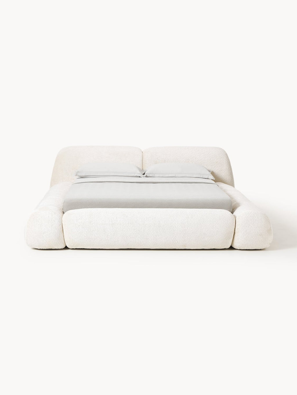 Wolke Upholstered Bed in Teddy Bouclé — Off-White