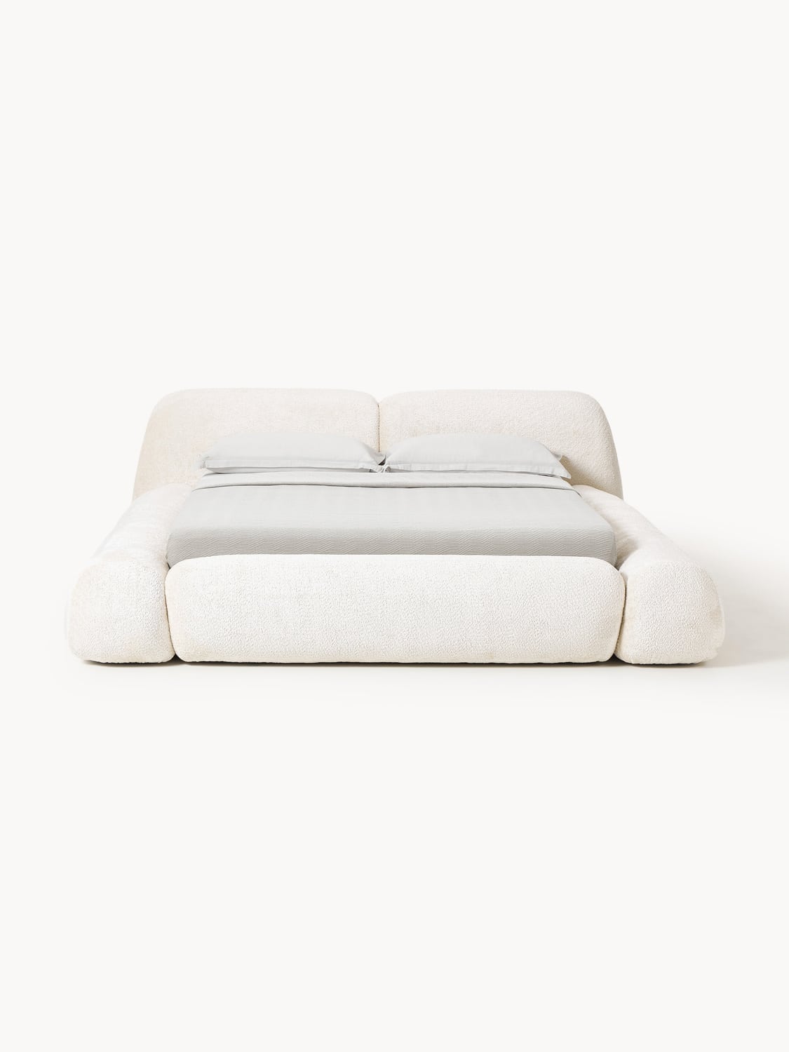 Wolke Upholstered Bed in Teddy Bouclé — Off-White