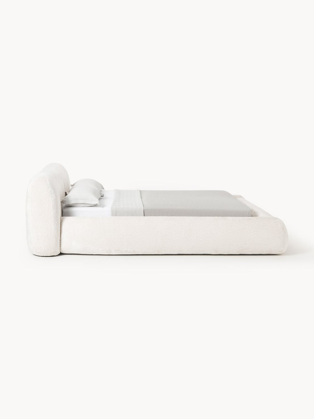 Wolke Upholstered Bed in Teddy Bouclé — Off-White