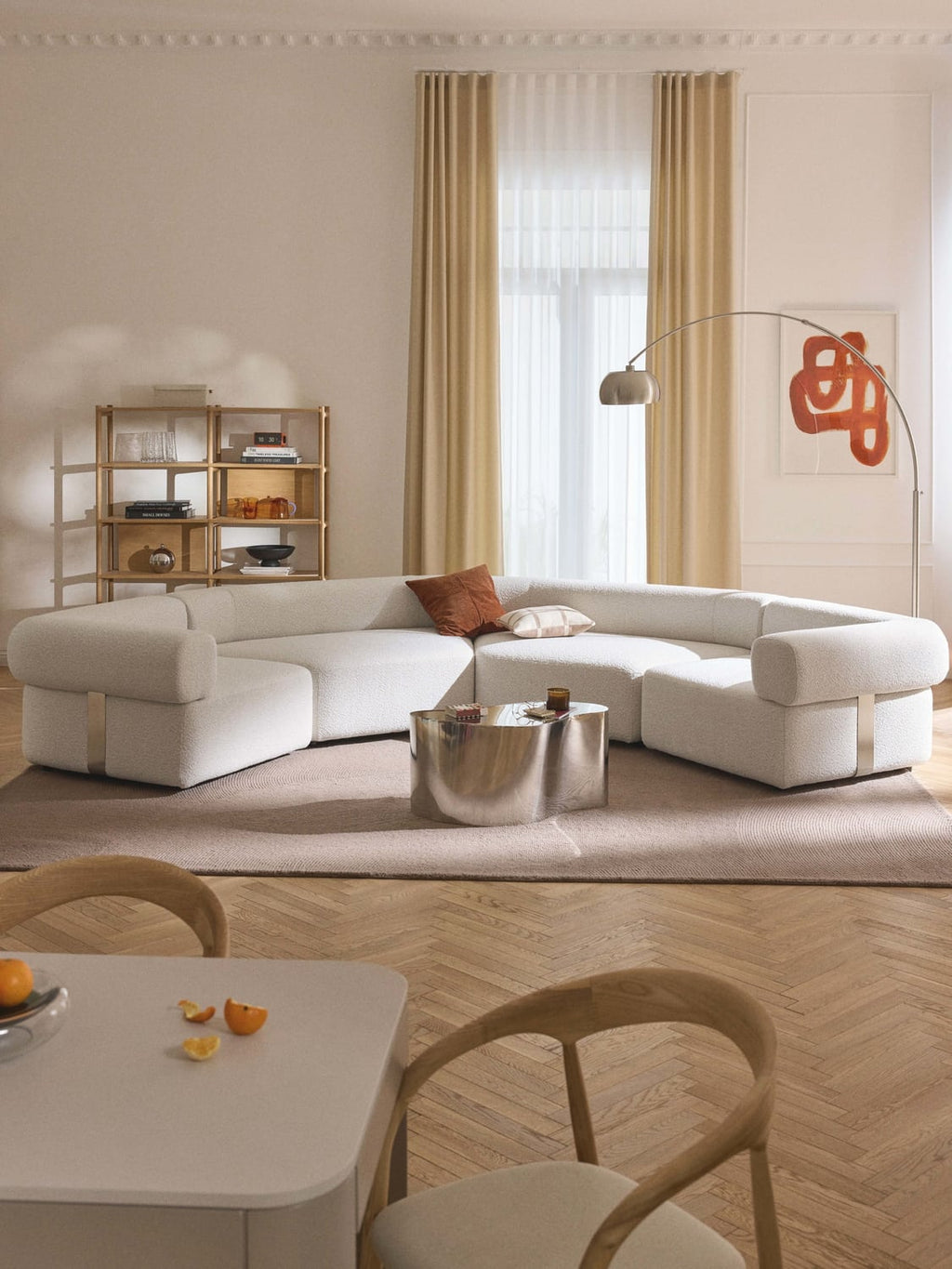 Anton Large Modular Bouclé Sofa — Light Grey