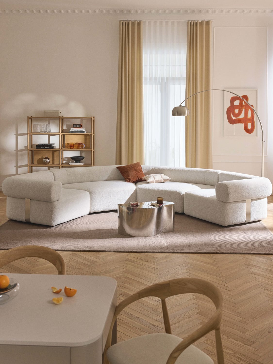 Anton Large Modular Bouclé Sofa — Light Grey