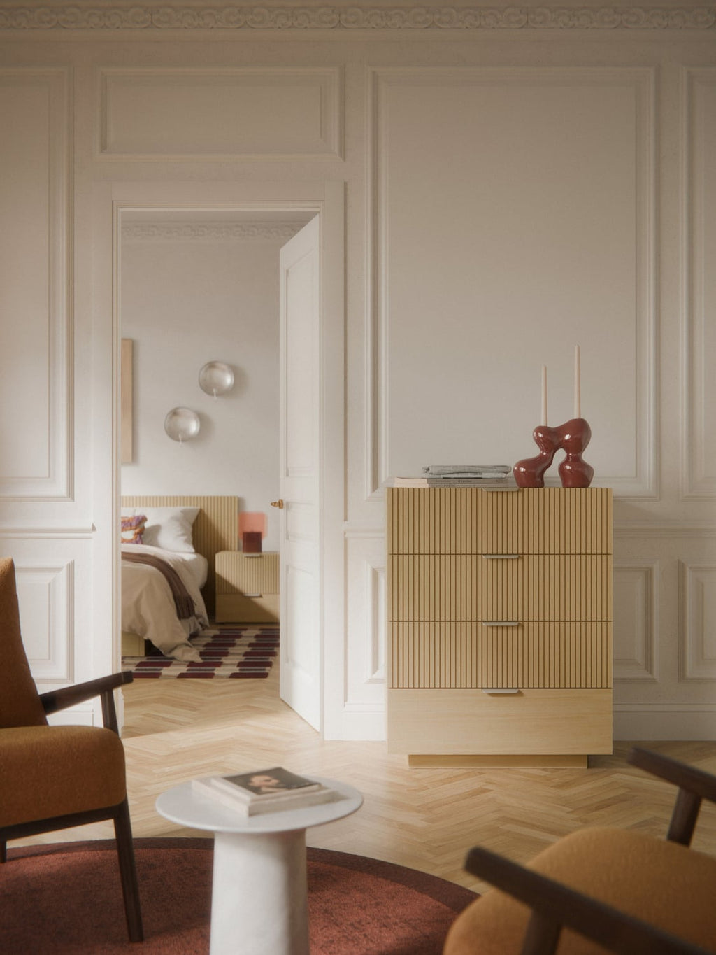 Sato Wood-Chest of Drawers — Taupe