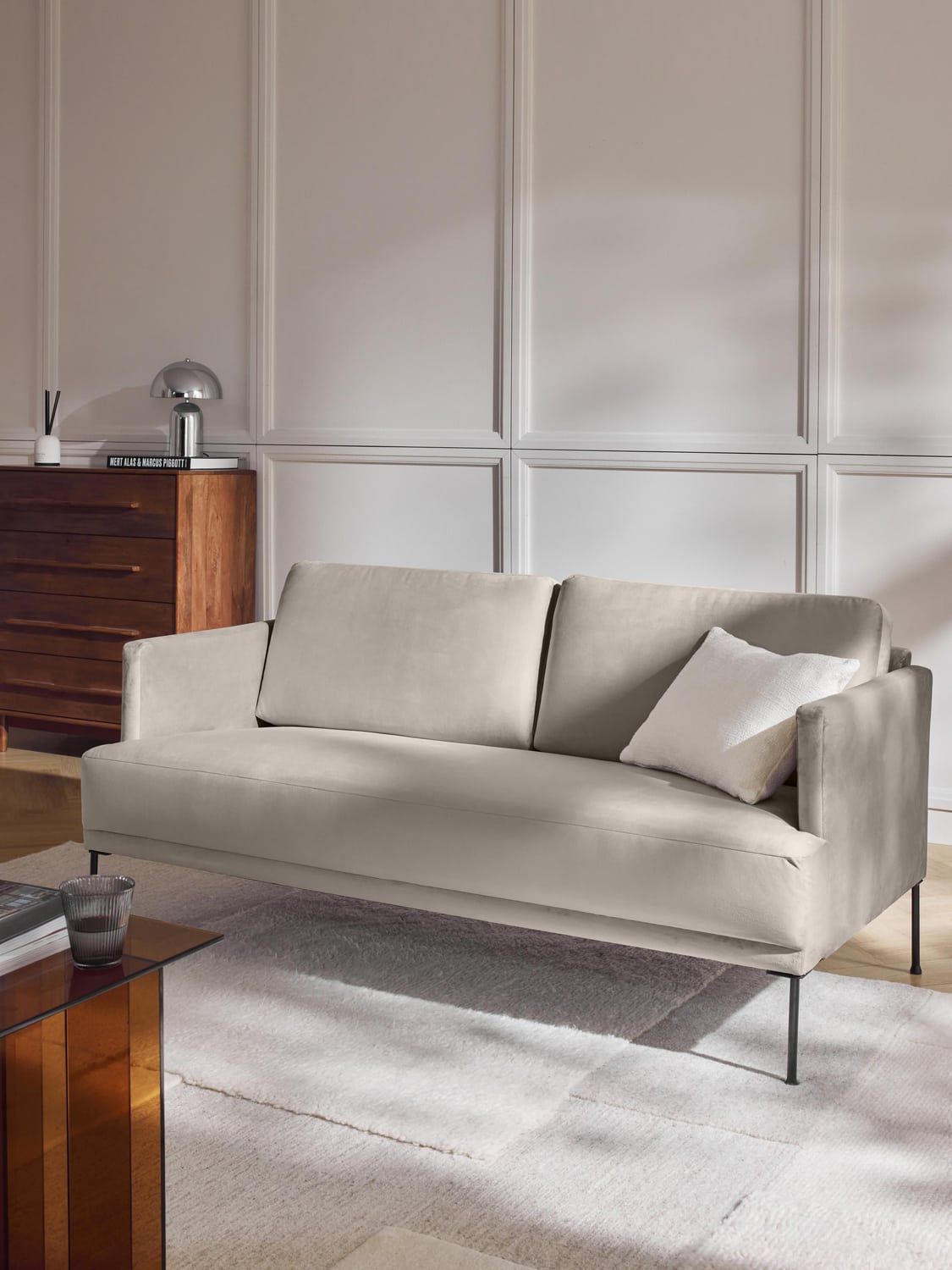 Fluente Velvet-Sofa (2-seater) — Sage