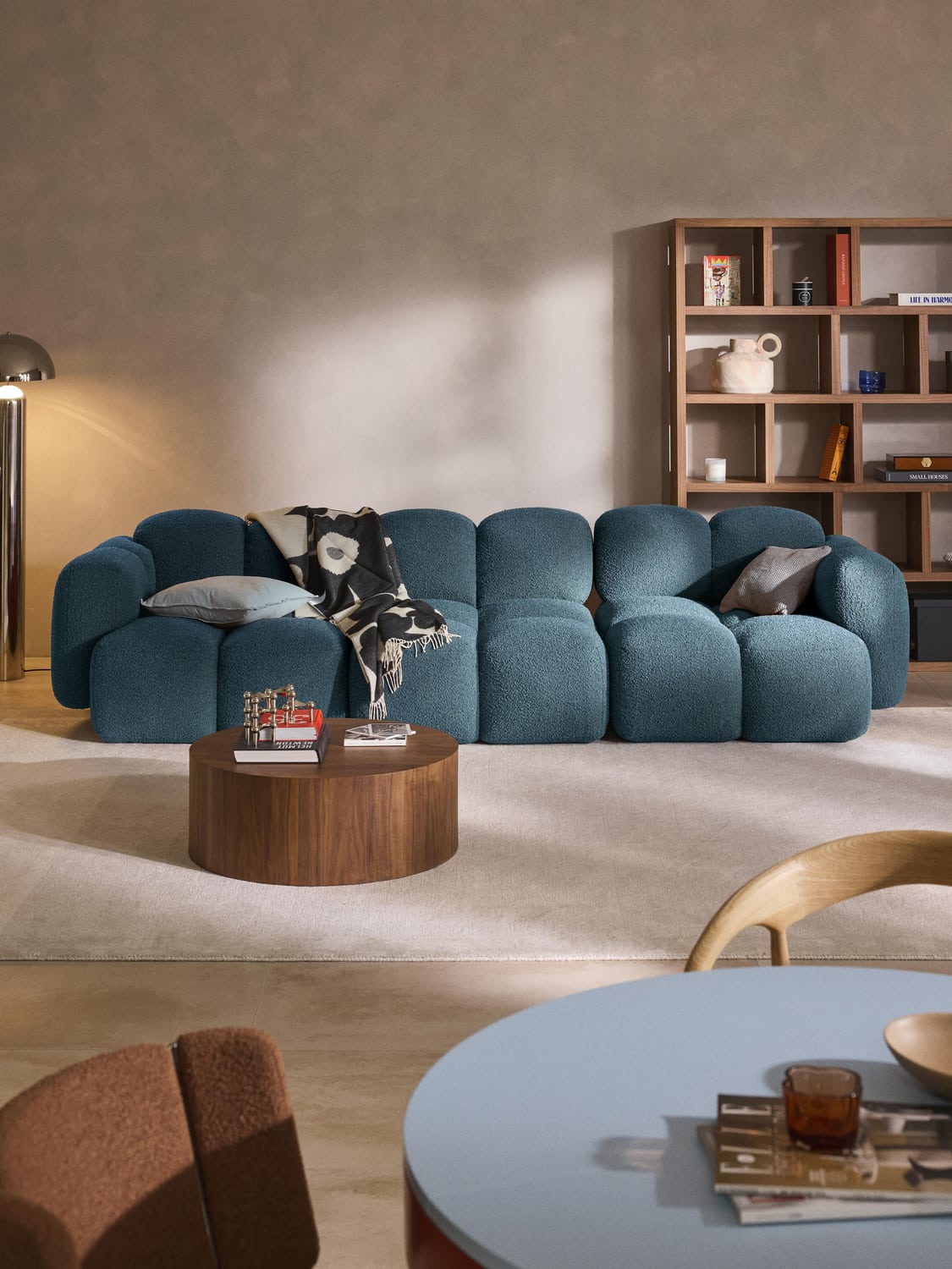 Tayla Modular Sofa (4-seater) in Bouclé — Dark Grey