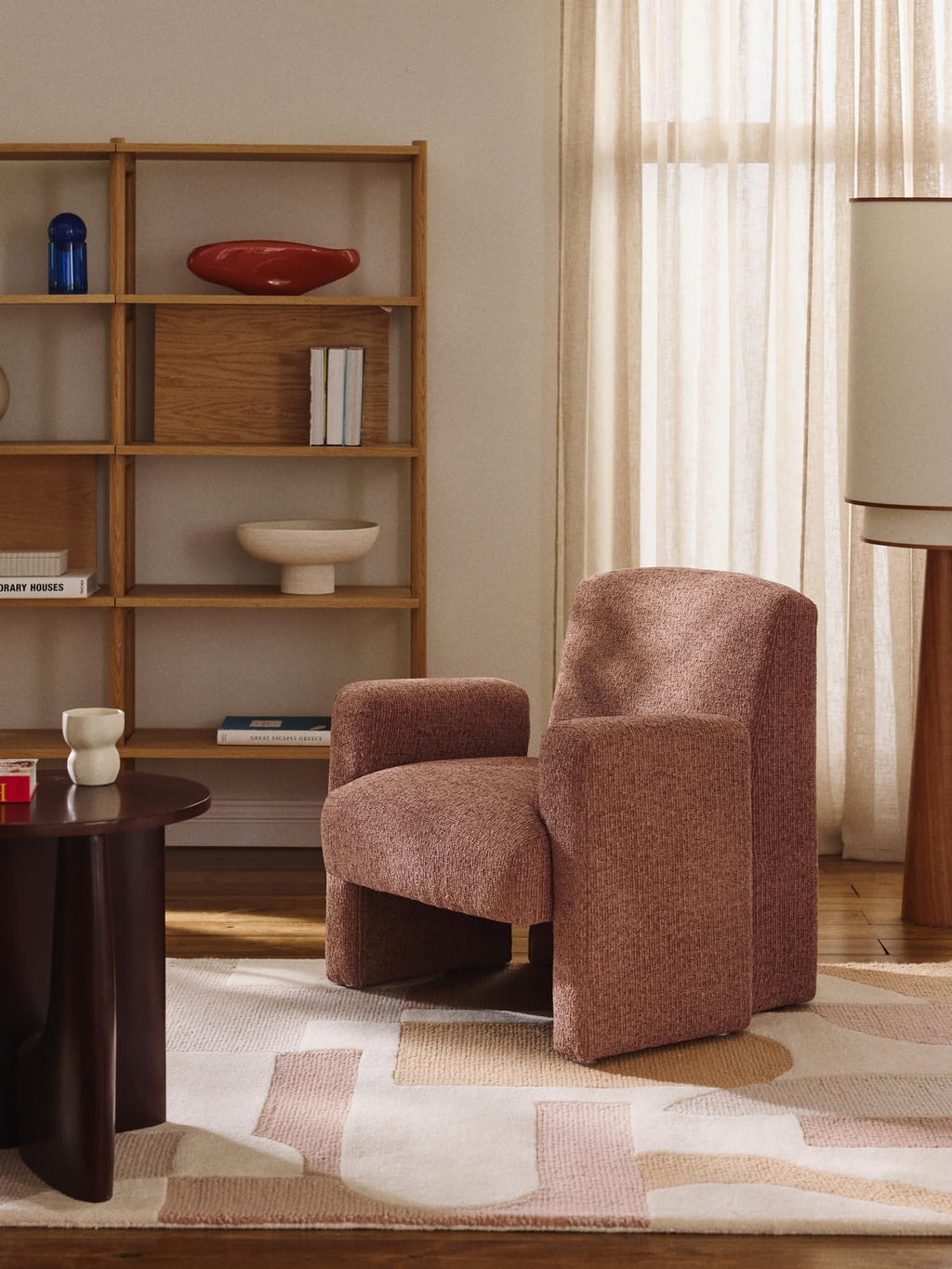 Aven Bouclé Lounge Chair — Caramel