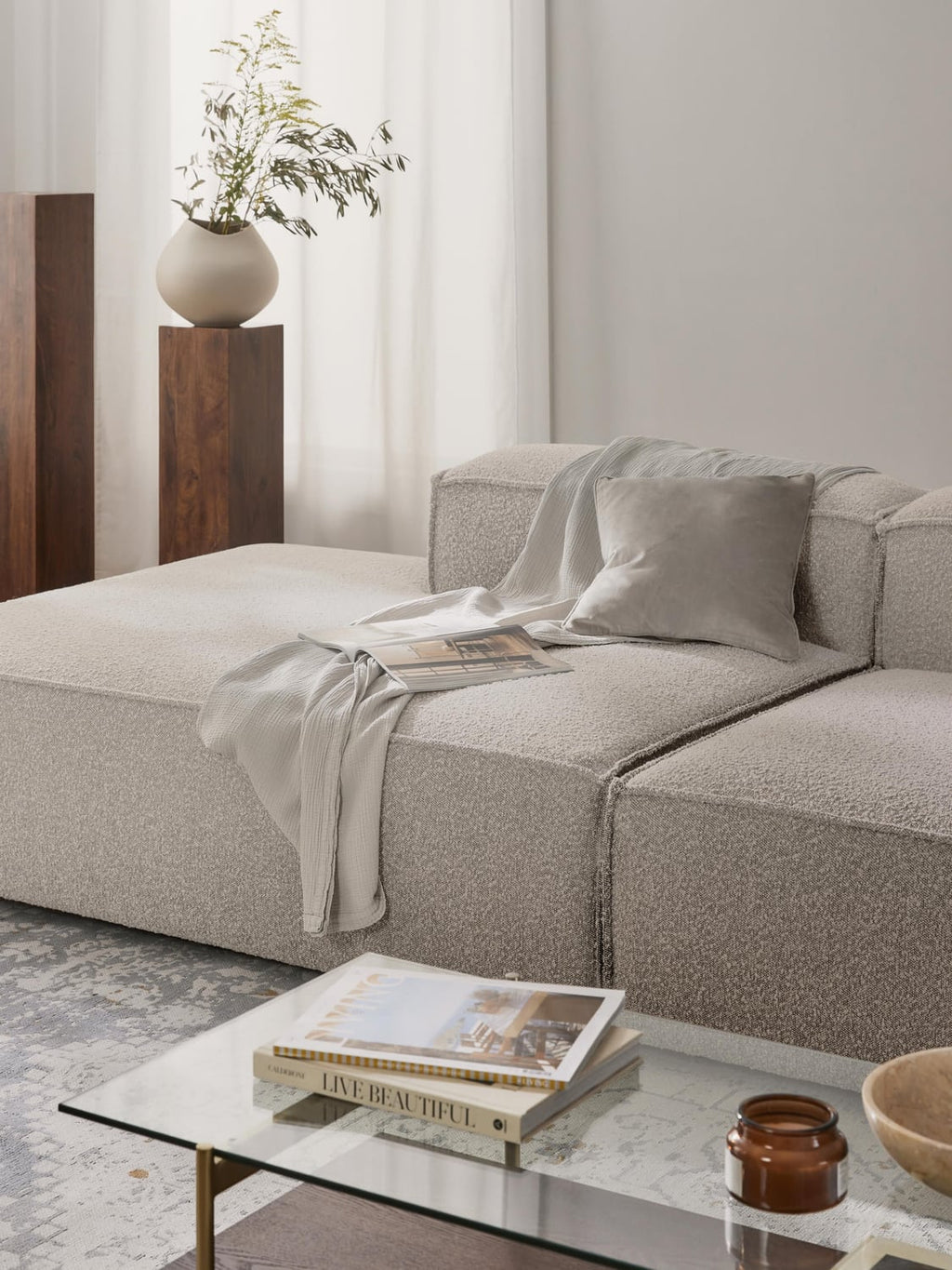 Lennon Ottoman Module in Bouclé — Off-White