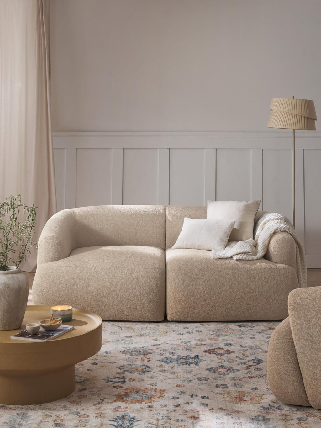 Sofia Modular Bouclé Sofa (2-seater) — Blush