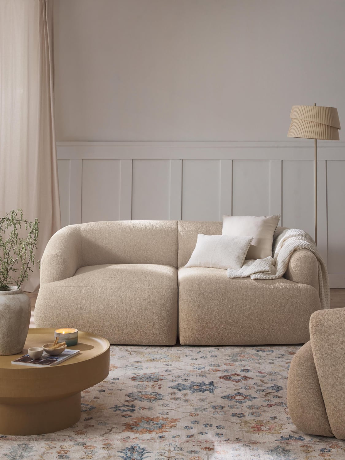 Sofia Modular Bouclé Sofa (2-seater) — Blush