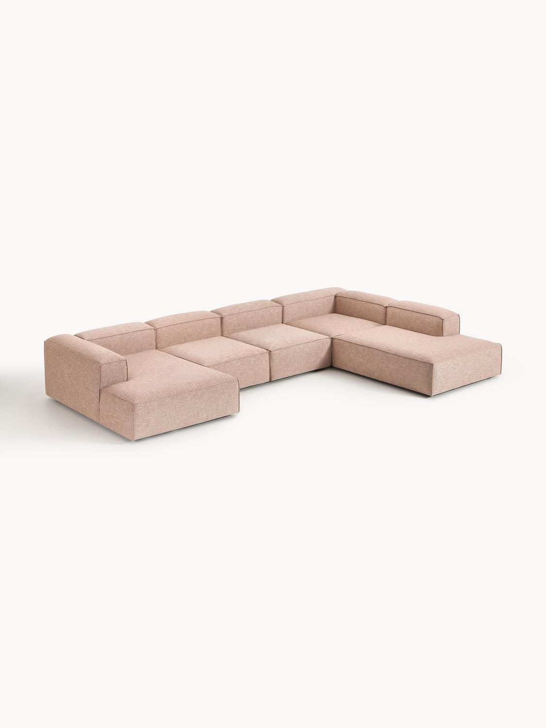 Lennon Modular XL Sofa in Linen Blend — Pink