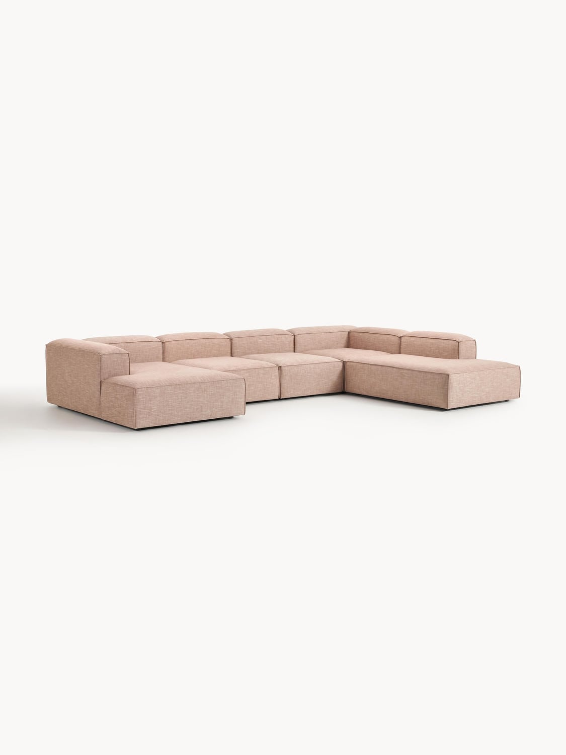 Lennon Modular XL Sofa in Linen Blend — Pink