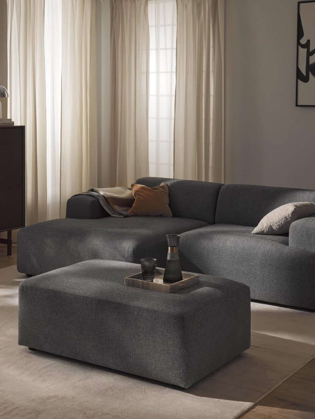 Melva XL Sofa Ottoman, B 116 x T 72 cm — Slate Grey