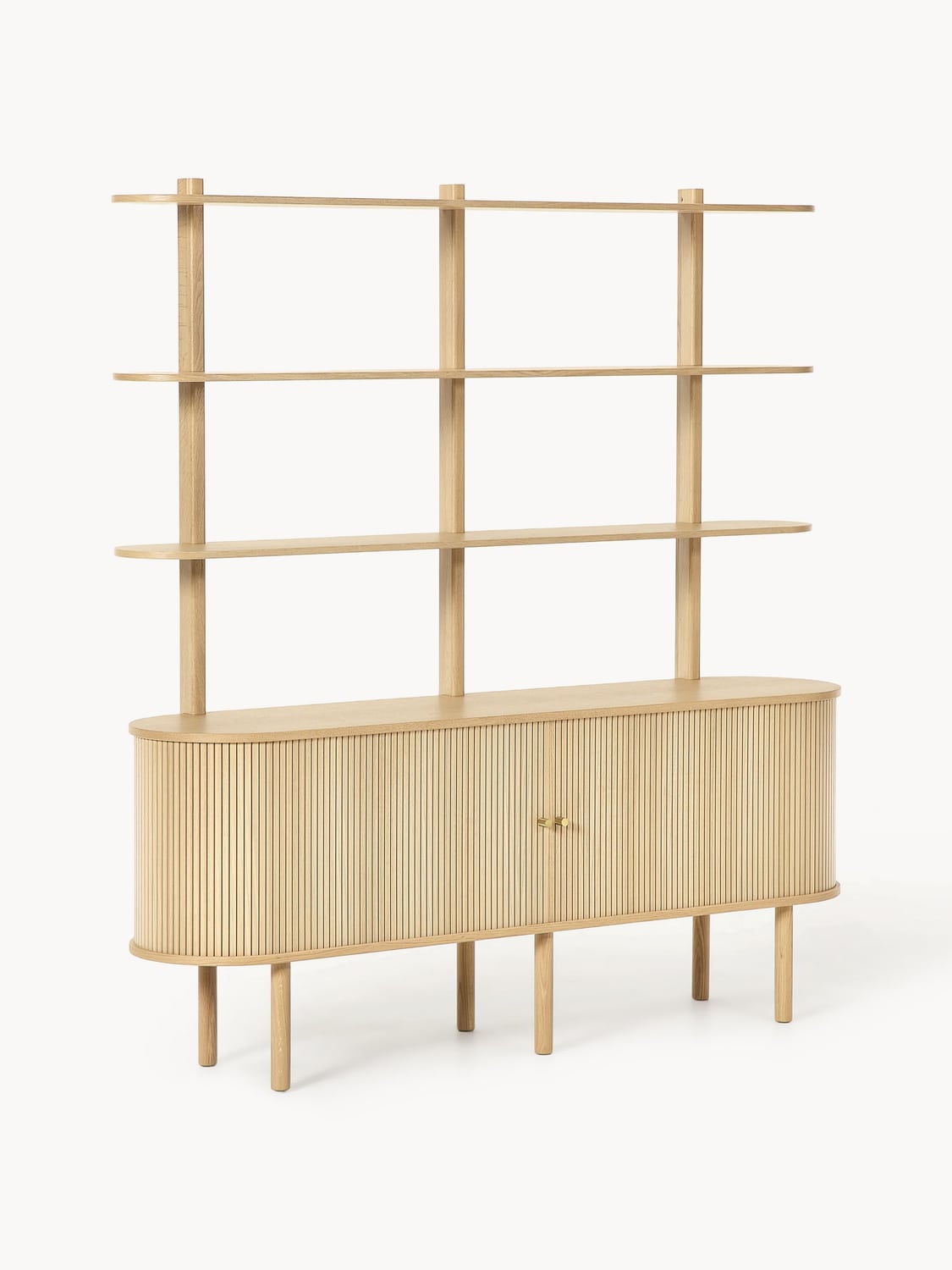 Calary Large Shelving Unit with Fluted Front — Beige