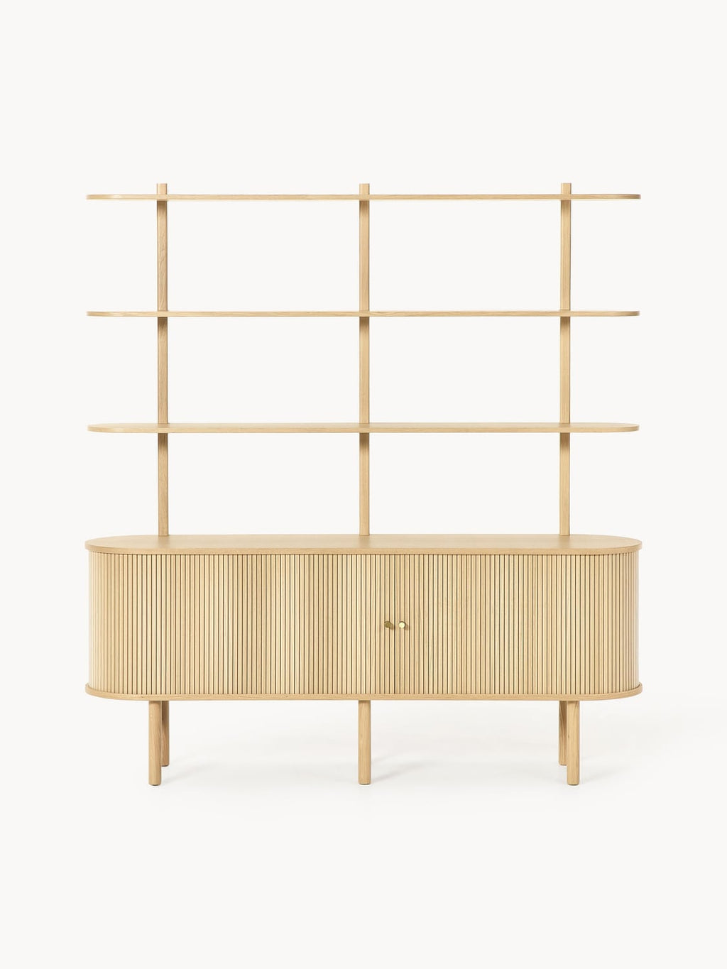 Calary Large Shelving Unit with Fluted Front — Beige