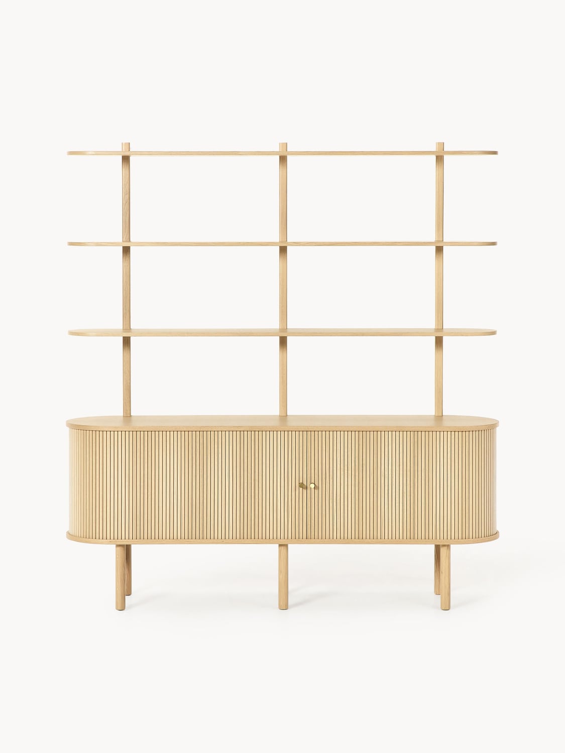 Calary Large Shelving Unit with Fluted Front — Beige