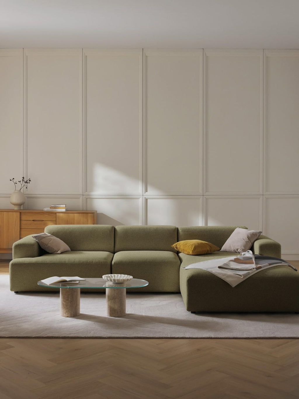 Melva Corner Sofa (4-seater) — Olive