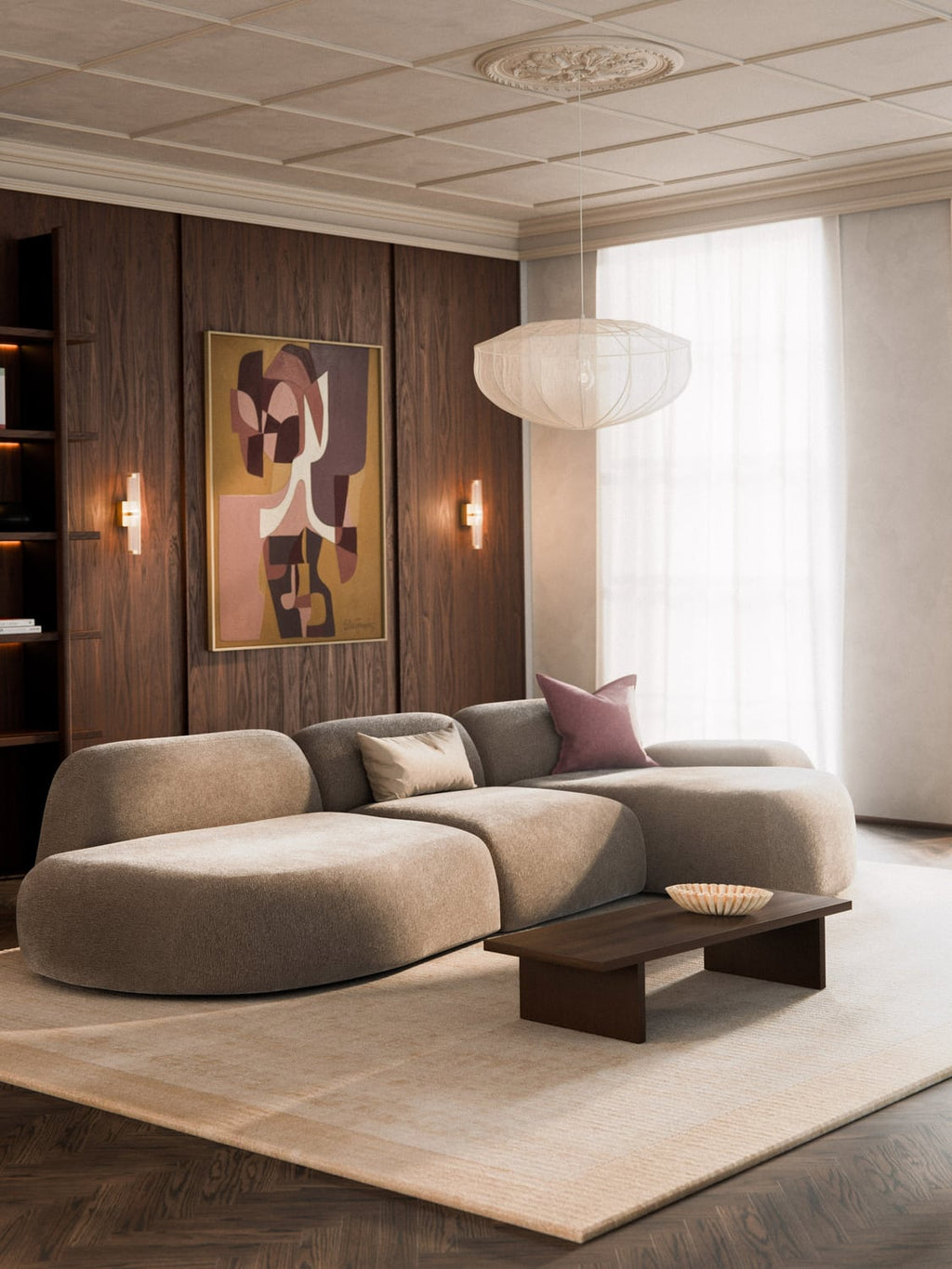 Wolke Modular Corner Sofa (4-seater) with Chaise Longue — Oatmeal