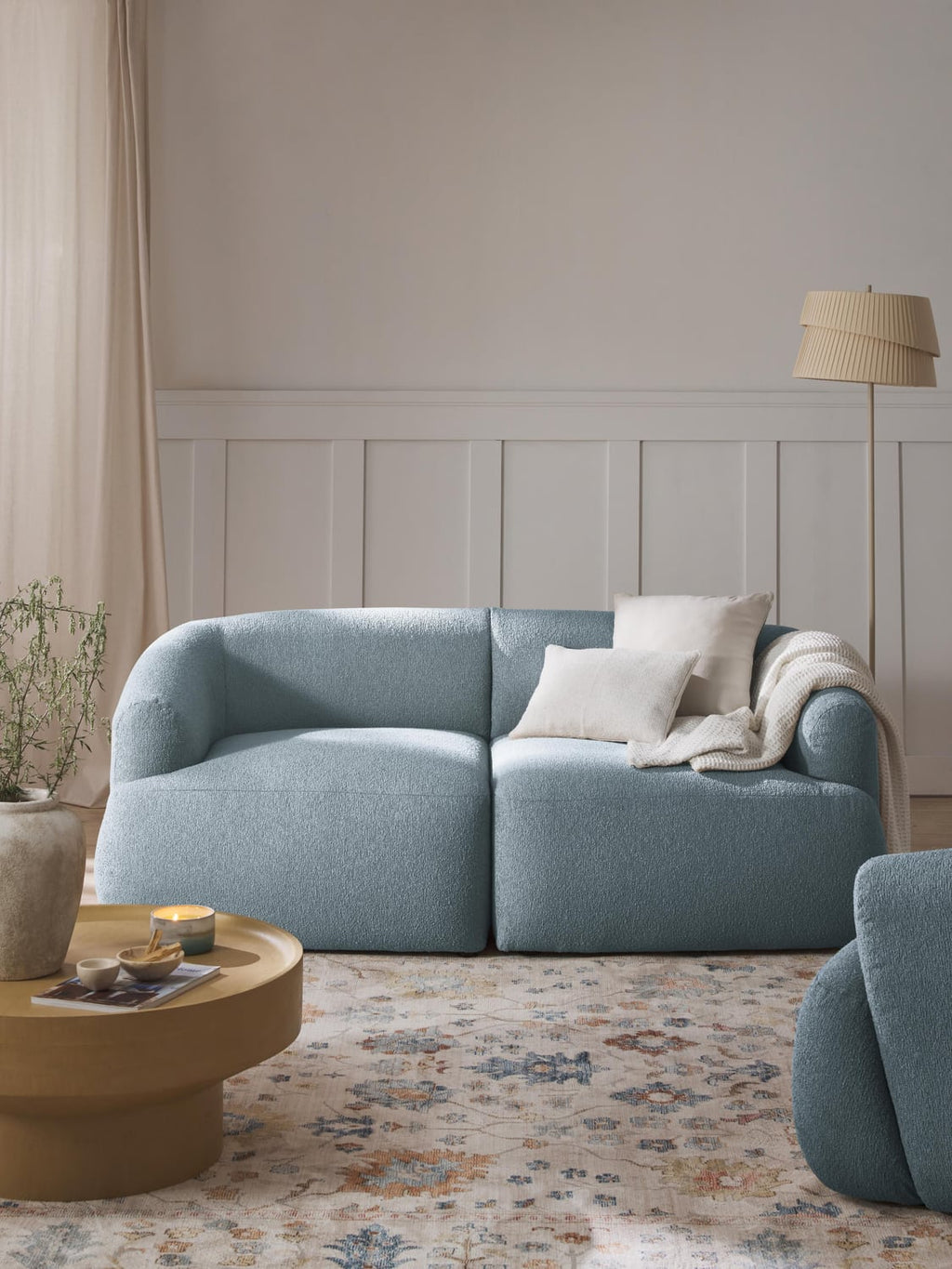 Sofia Modular Bouclé Sofa (2-seater) — Grey
