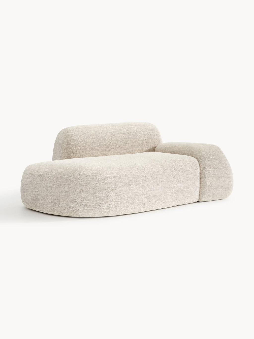 Wolke Bouclé Sofa (2-seater) with Chaise Longue — Blush