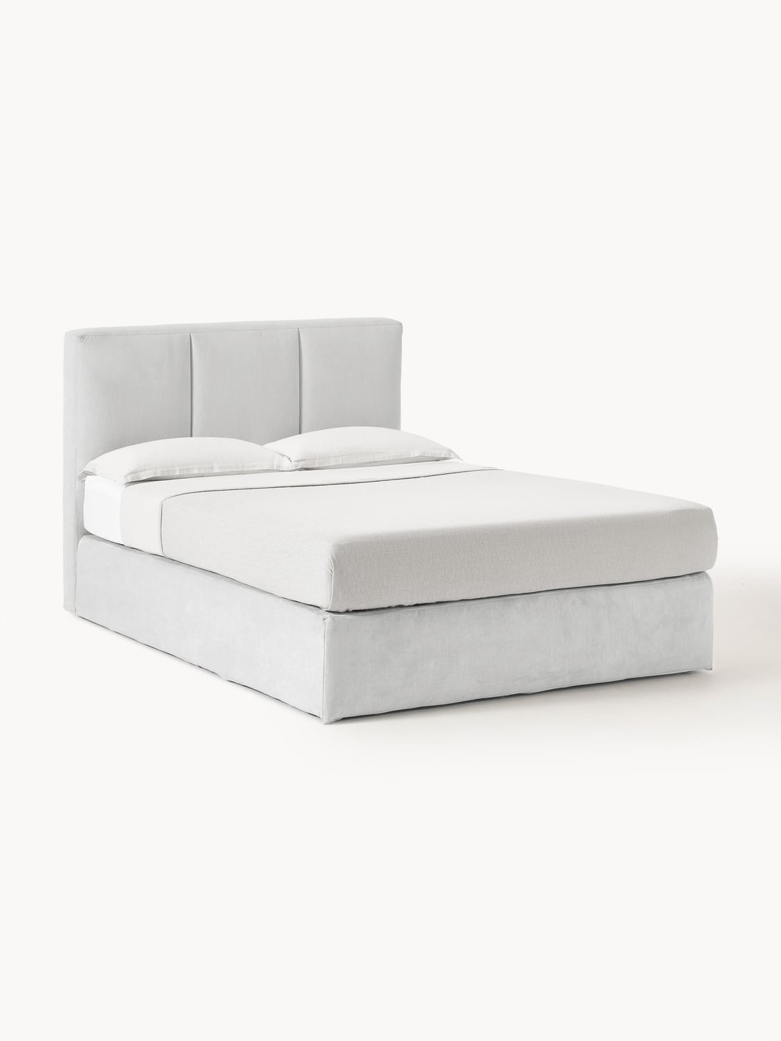 Oberon Box-Spring Bed — Pearl Grey