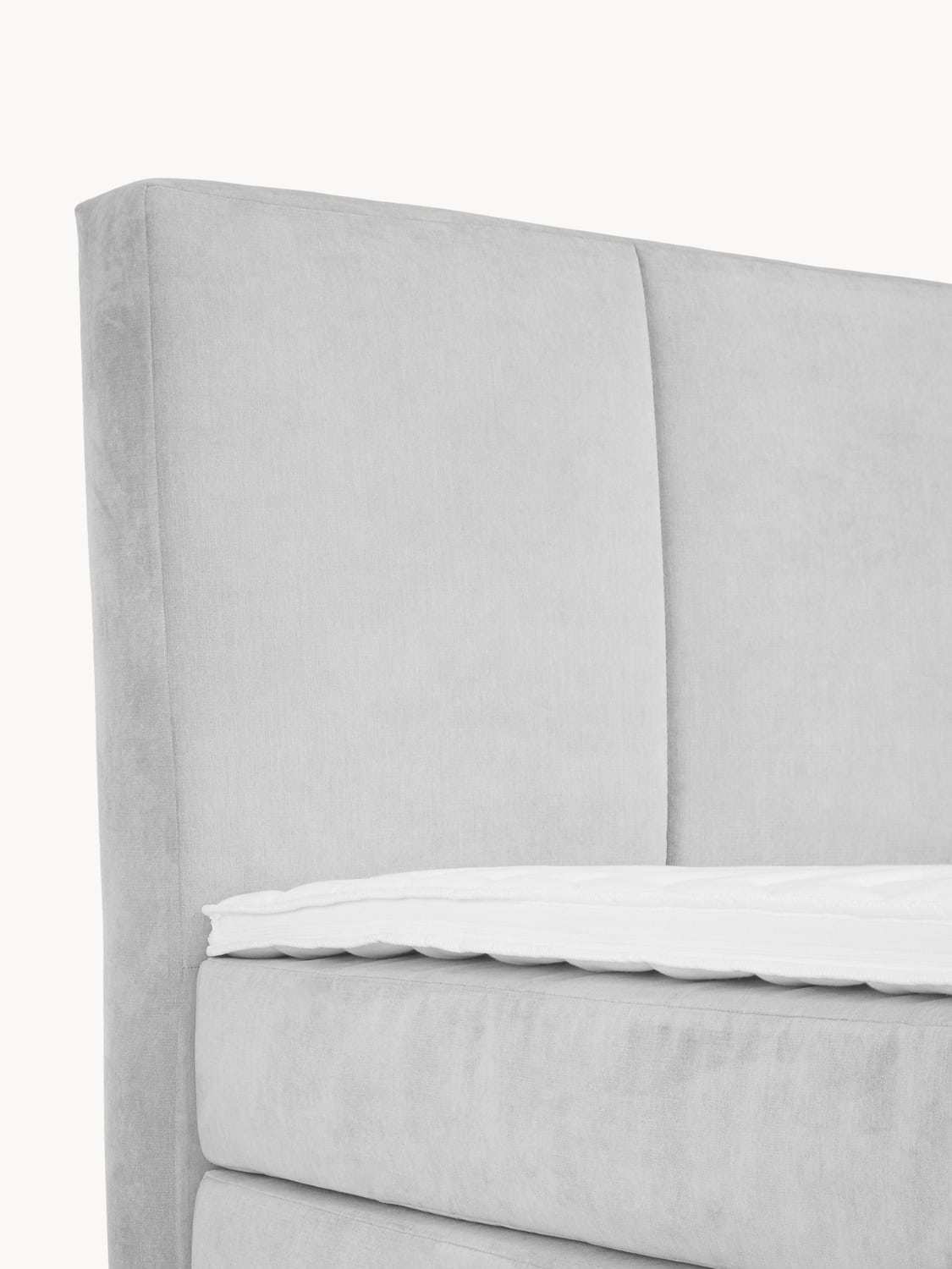 Oberon Box-Spring Bed — Pearl Grey