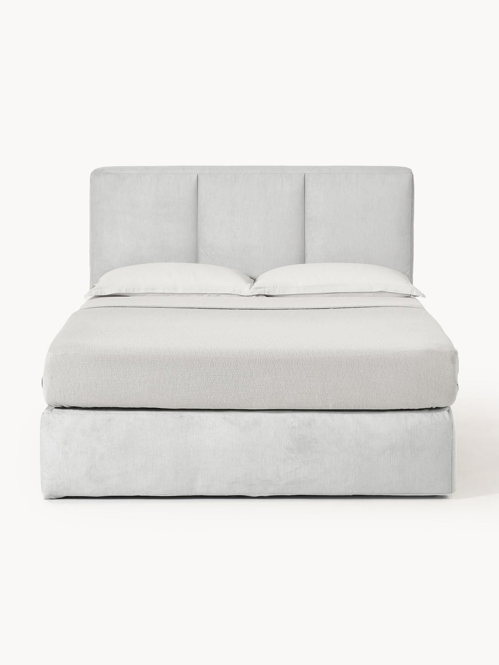 Oberon Box-Spring Bed — Pearl Grey