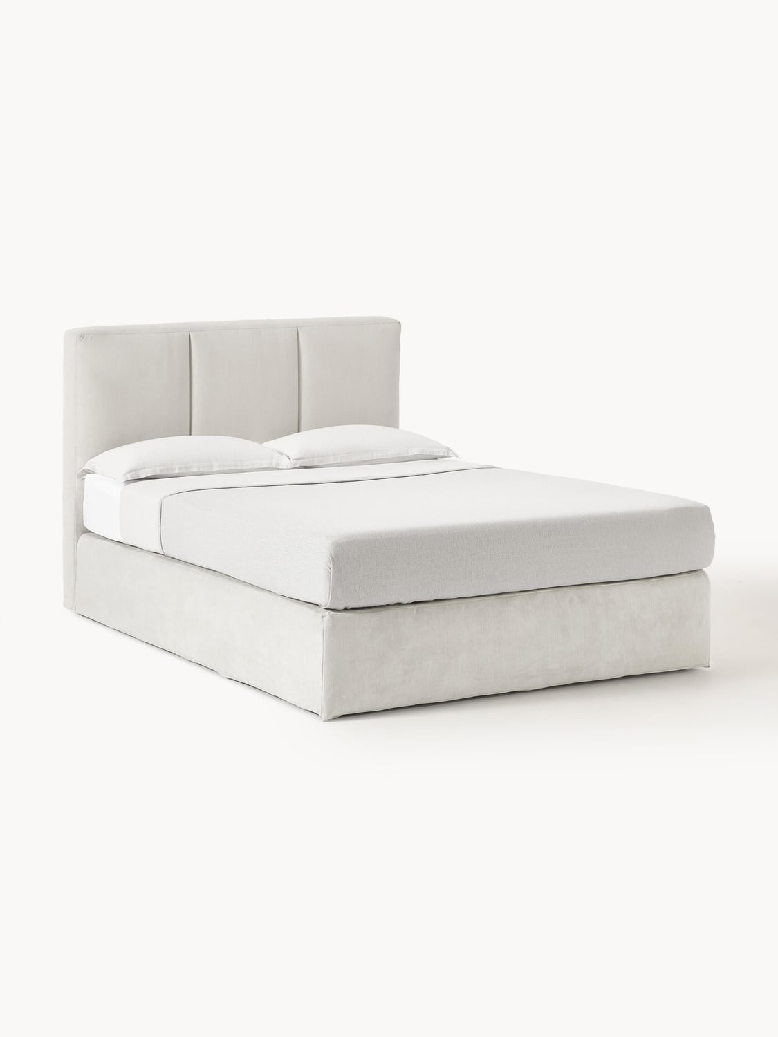 Oberon Box-Spring Bed — Mist Grey
