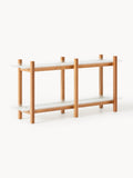 Alex Wooden Shelving Unit, Oak & Glass — Beige