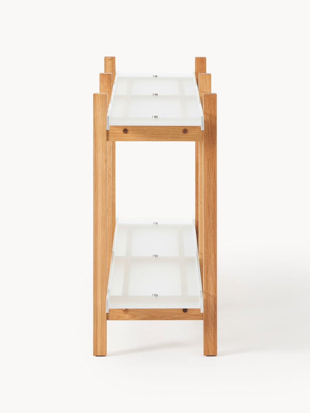 Alex Wooden Shelving Unit, Oak & Glass — Beige