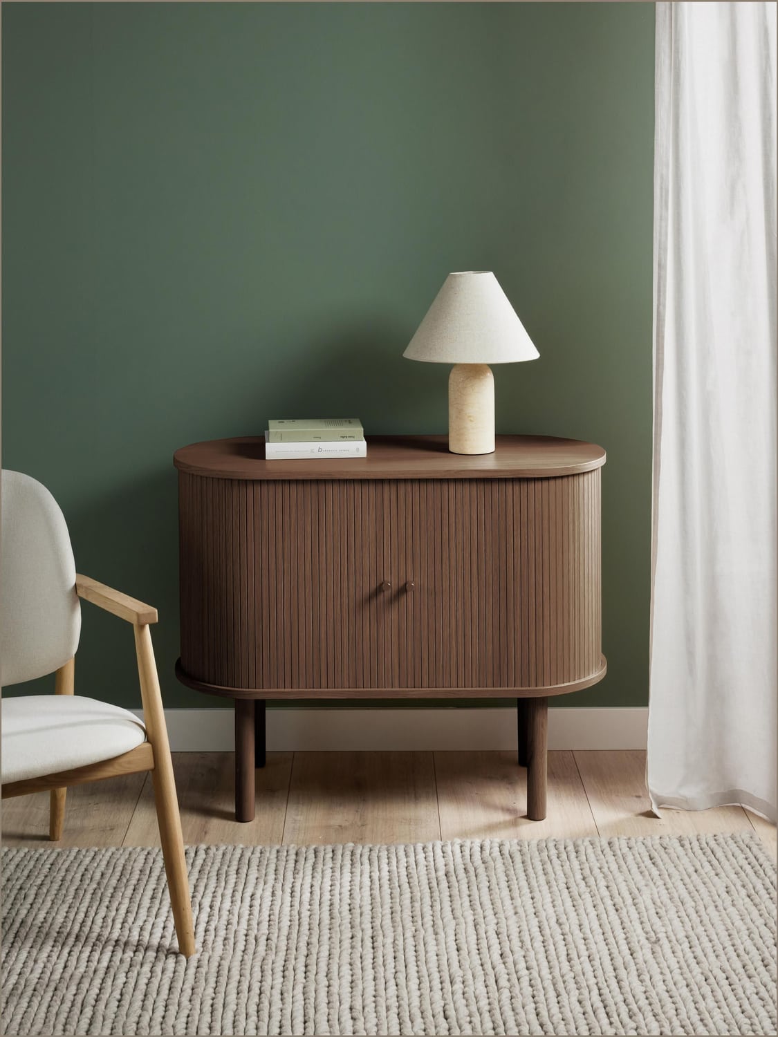 Calary Small Sideboard with Fluted Front — Dark Grey
