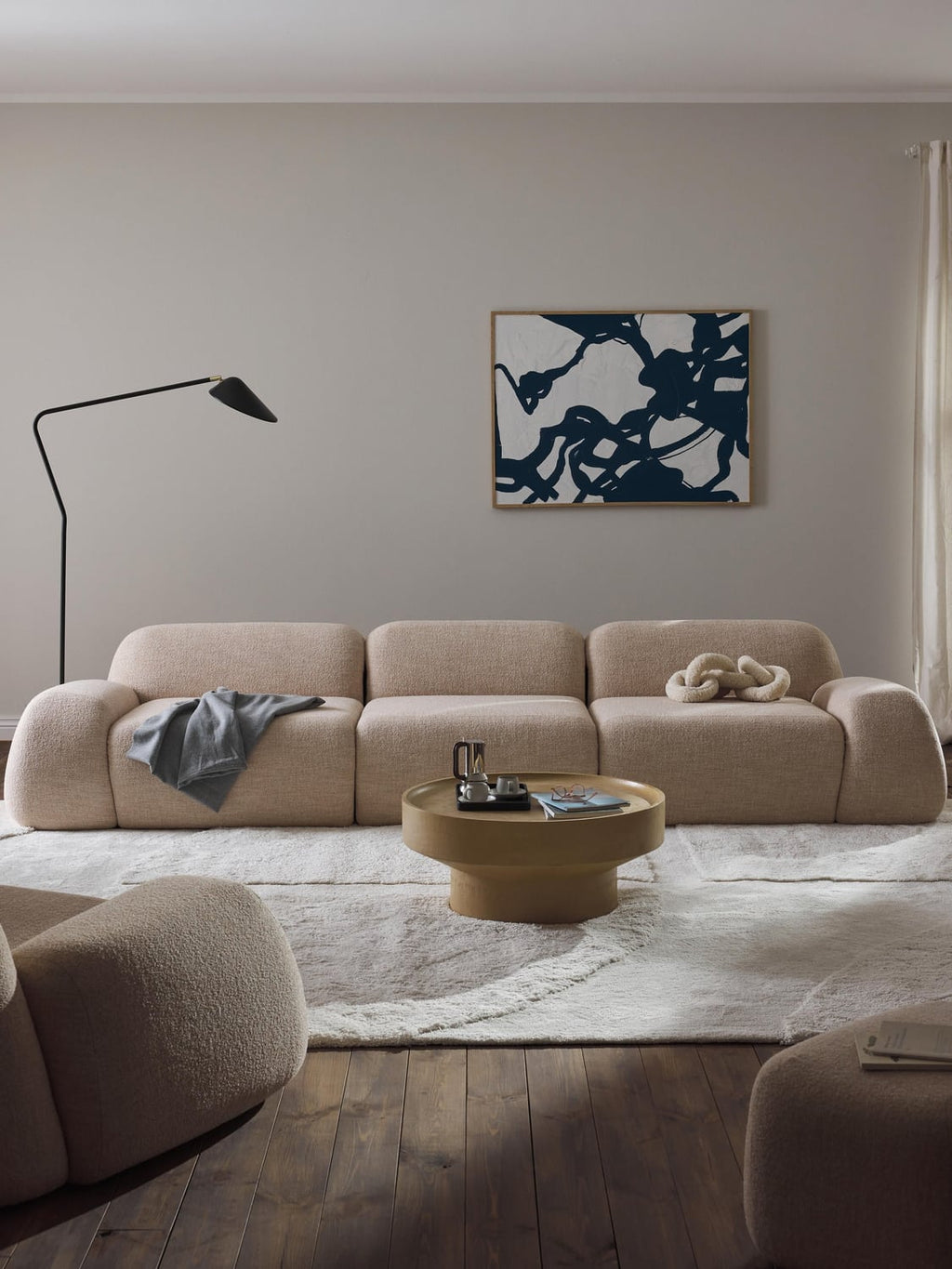 Wolke Modular Bouclé Sofa (4-seater) — Blush