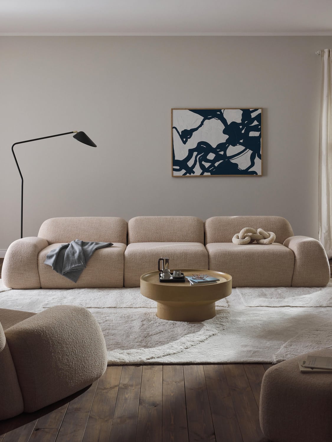 Wolke Modular Bouclé Sofa (4-seater) — Blush