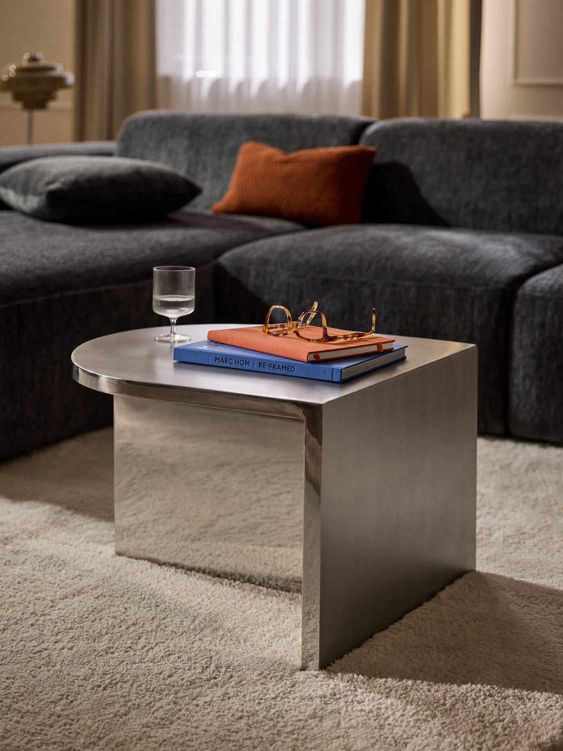 Leander Oval Coffee Table in Metal