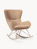 Wing Teddy Rocking Chair with Metal Legs — Warm Grey