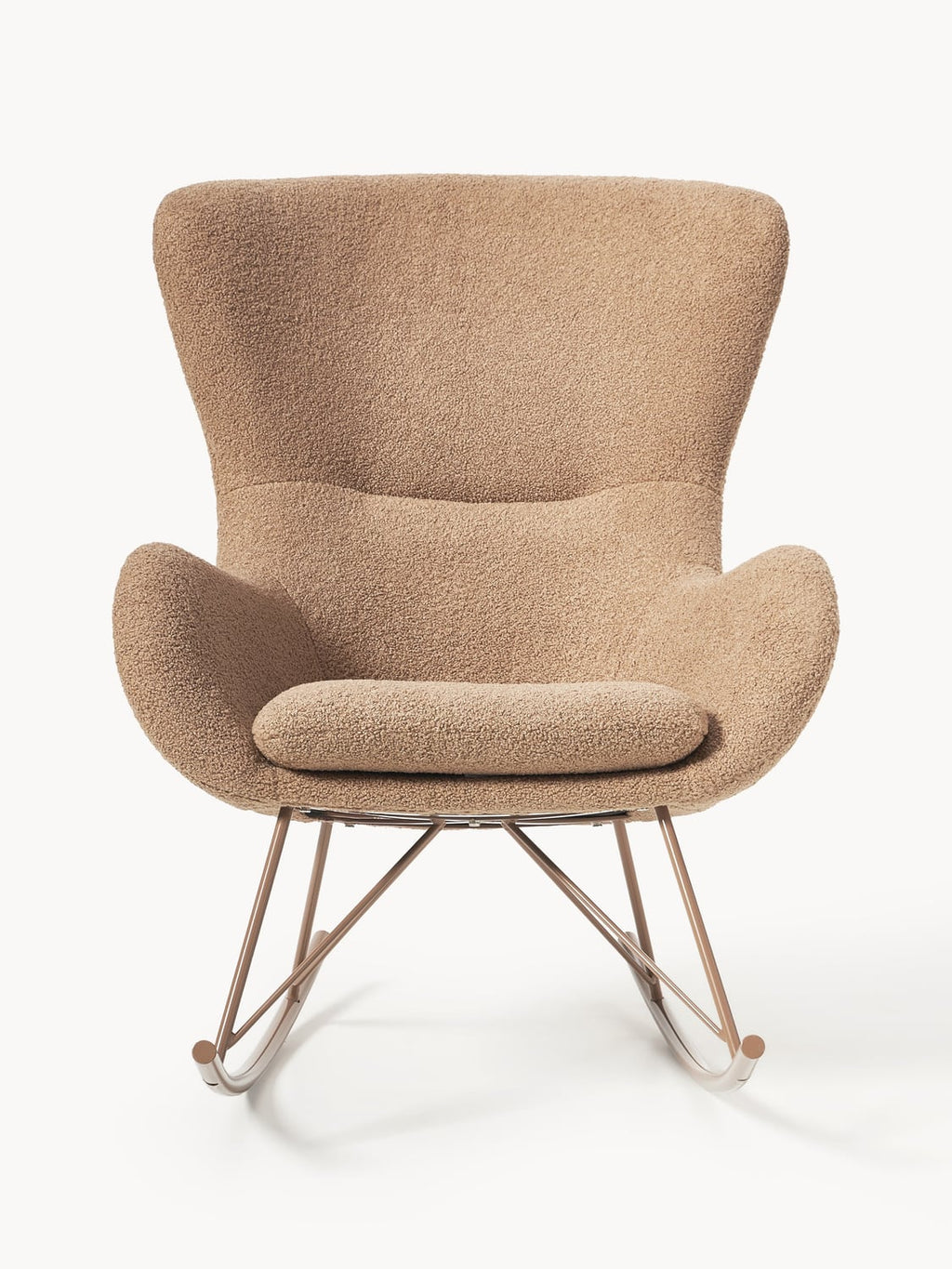 Wing Teddy Rocking Chair with Metal Legs — Warm Grey