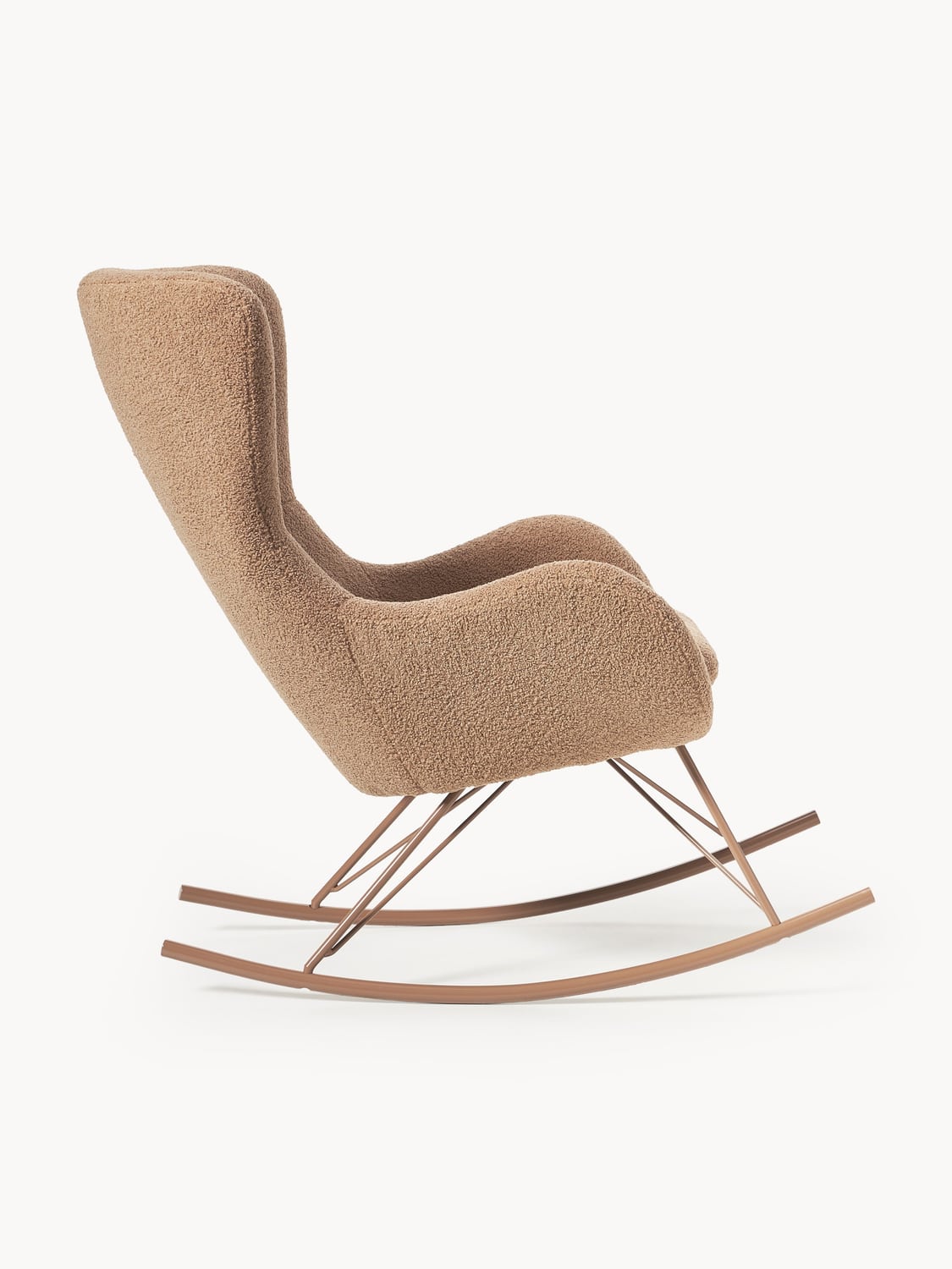 Wing Teddy Rocking Chair with Metal Legs — Warm Grey