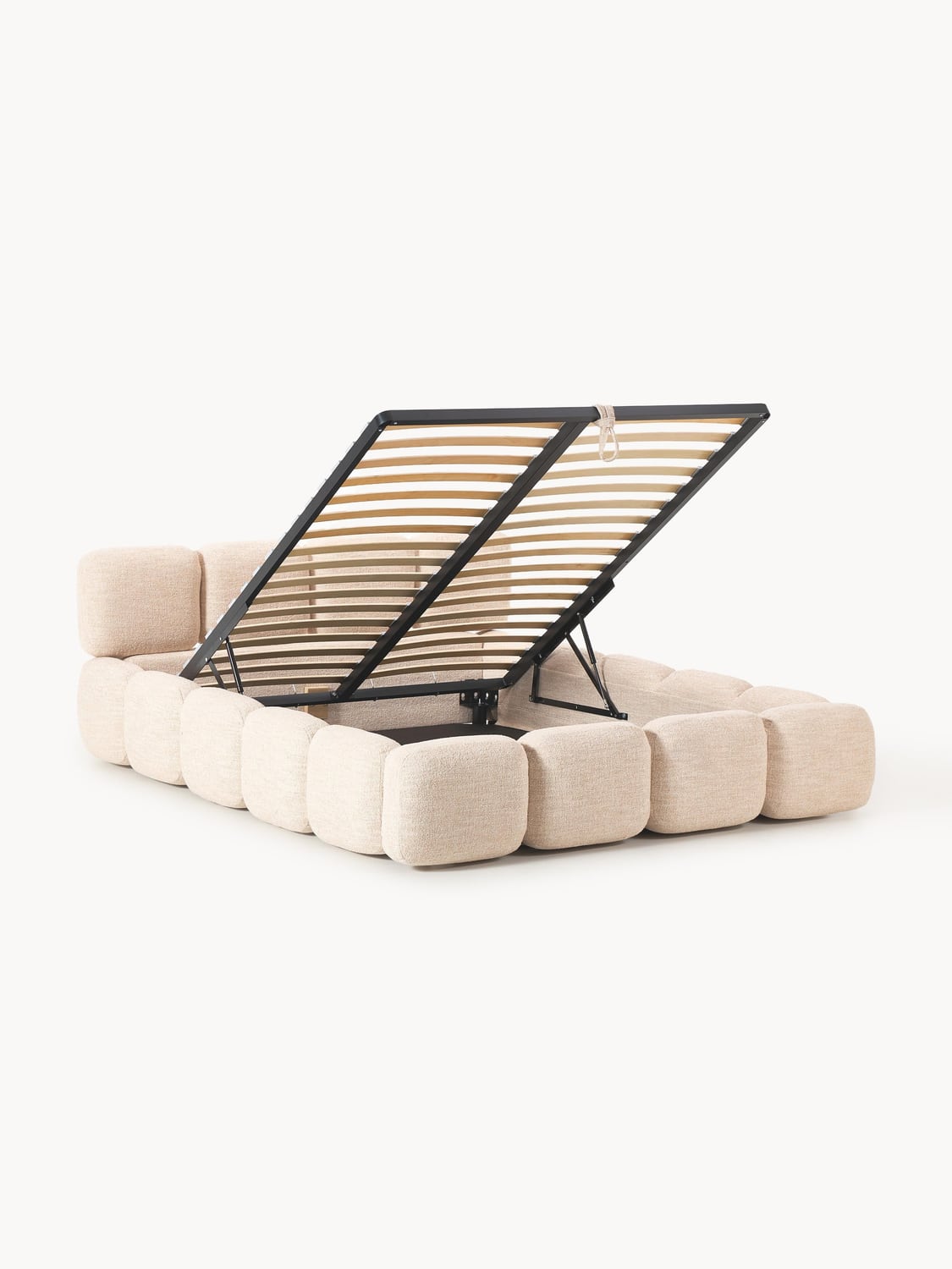 Tayla Upholstered Bed in Bouclé with Storage — Blush