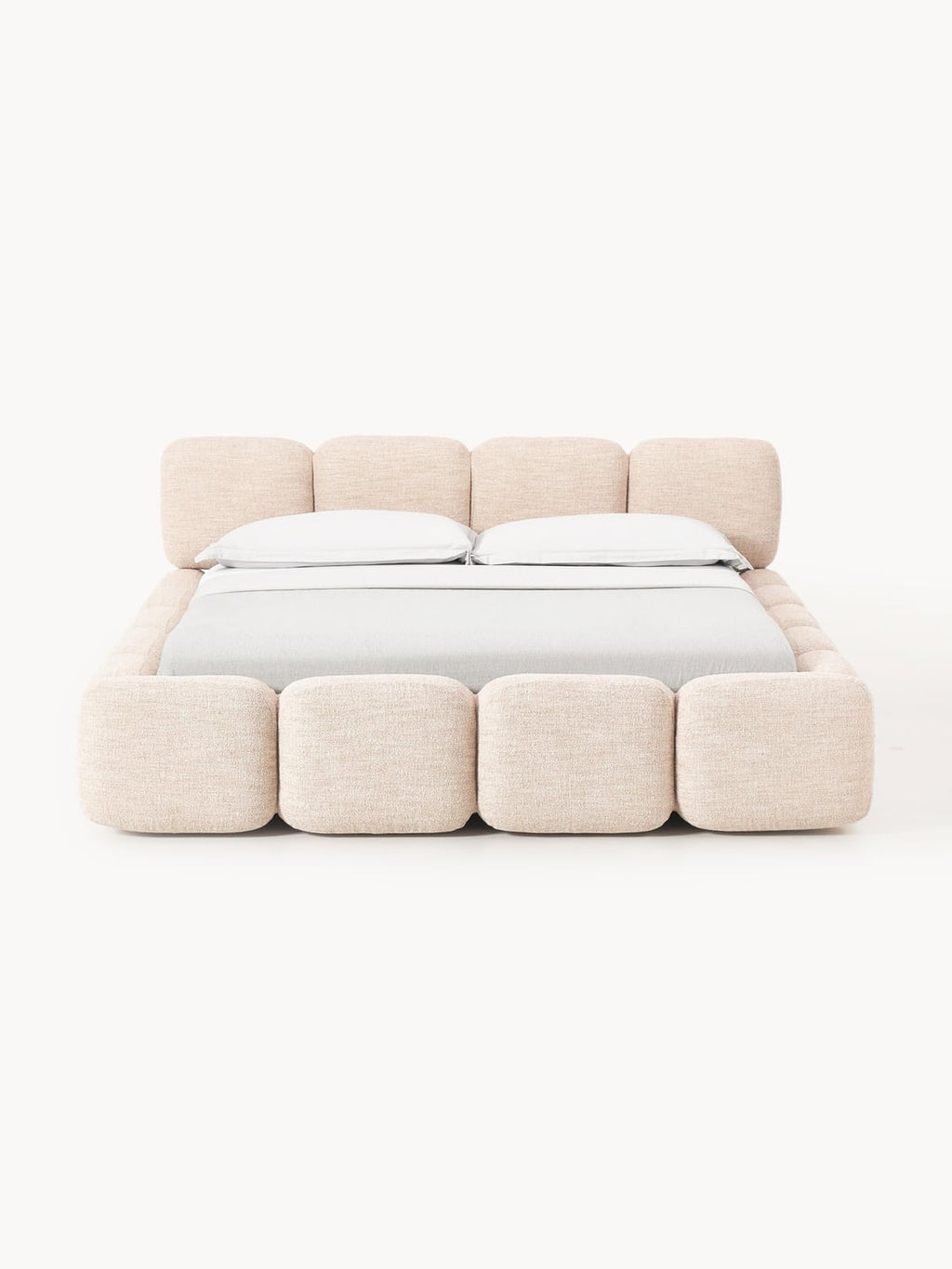 Tayla Upholstered Bed in Bouclé with Storage — Blush