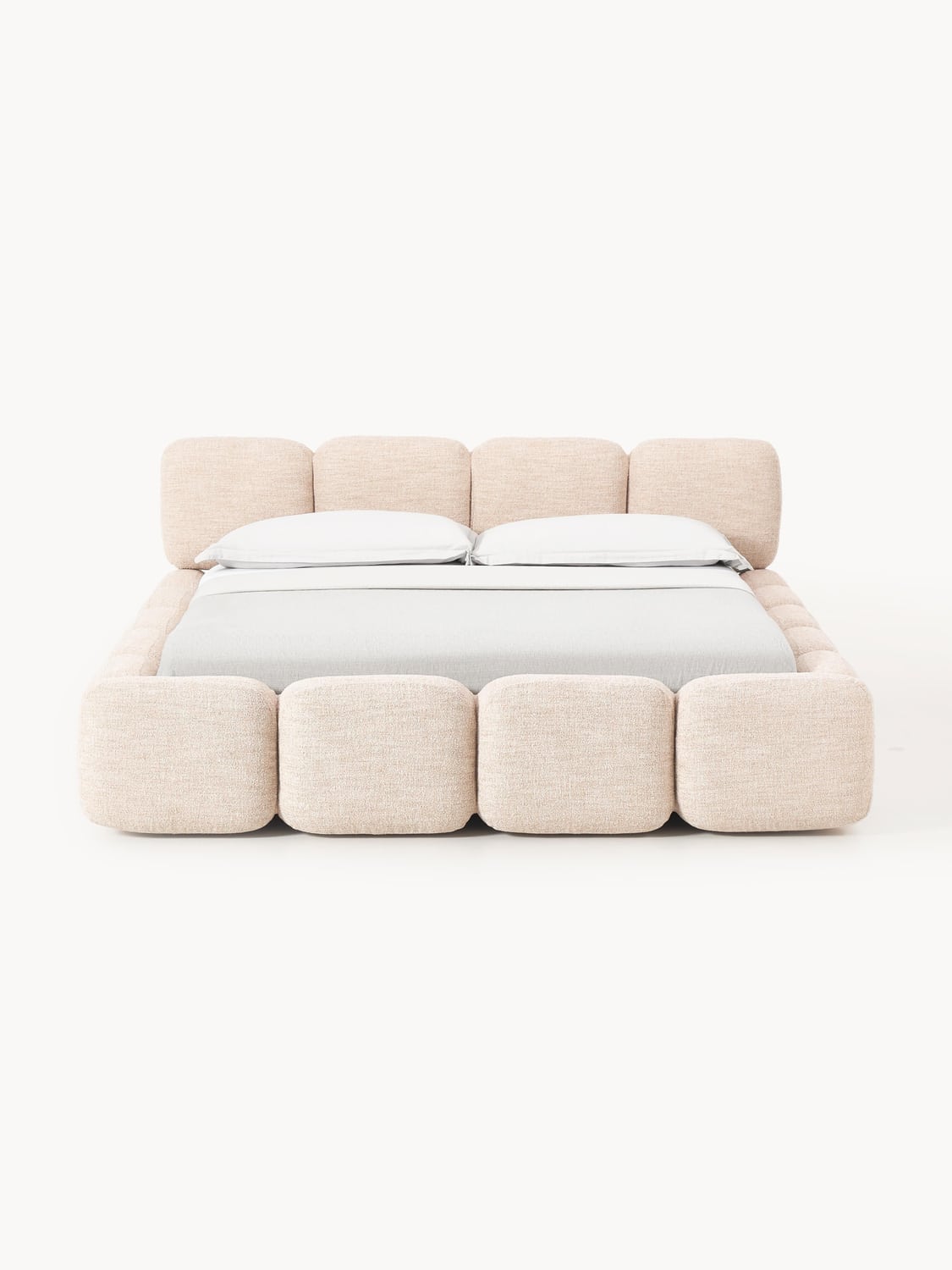 Tayla Upholstered Bed in Bouclé with Storage — Blush