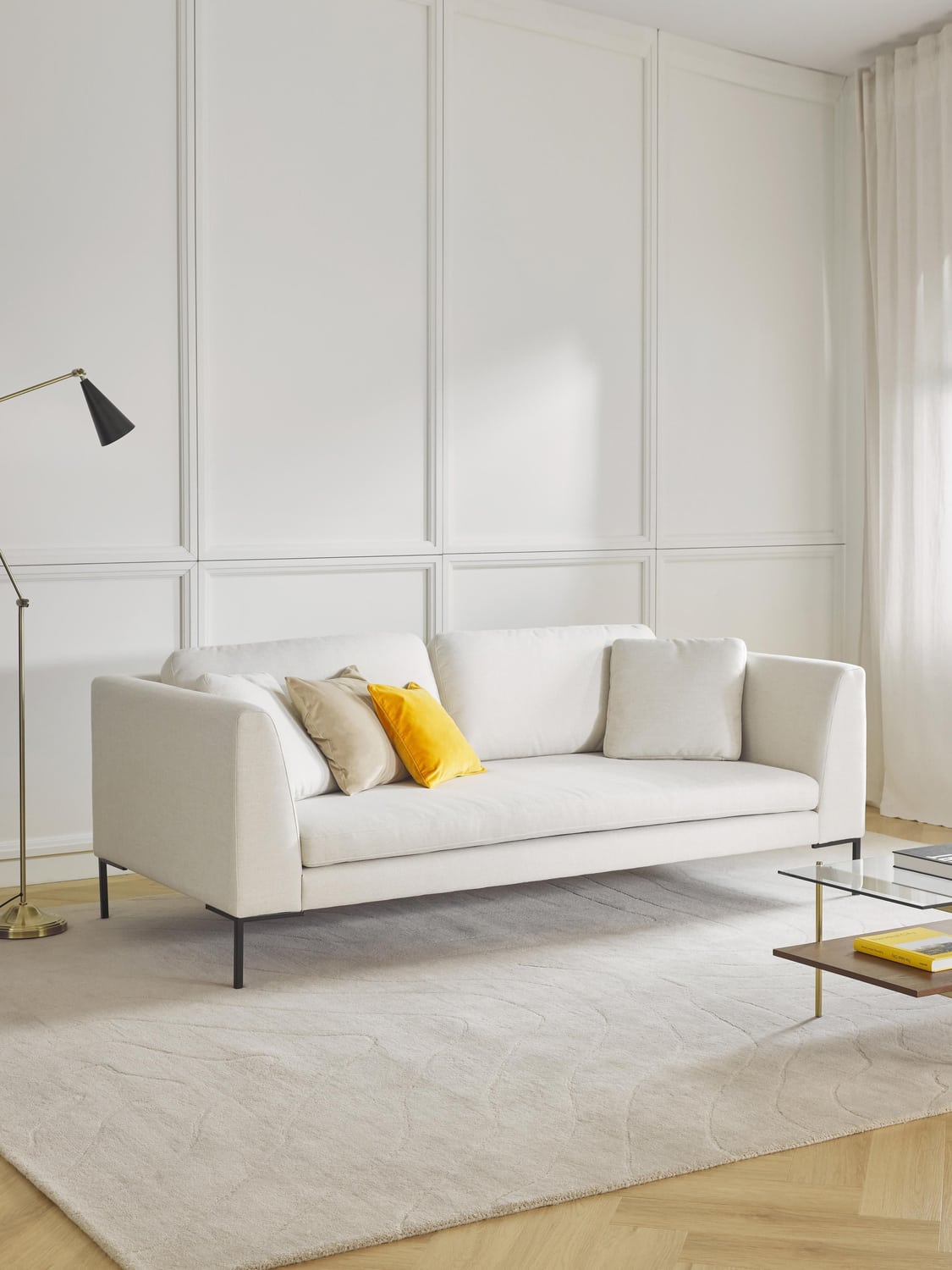 Emma Sofa (3-seater) with Metal Legs — Pearl Grey