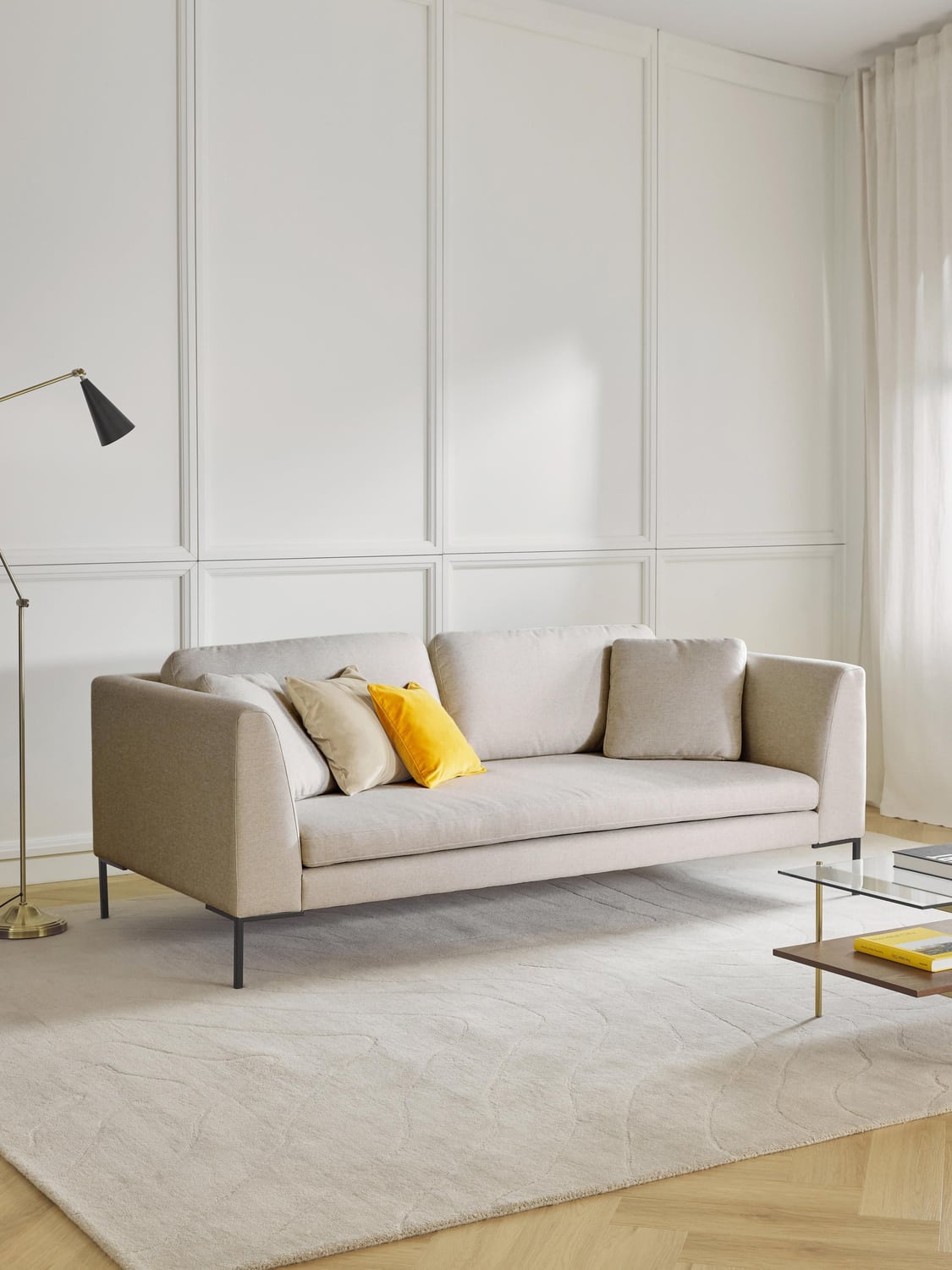 Emma Sofa (3-seater) with Metal Legs — Mist Grey