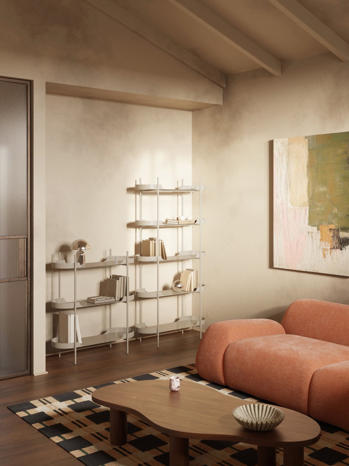 Taru Tall Metal-Shelving Unit — Light Grey