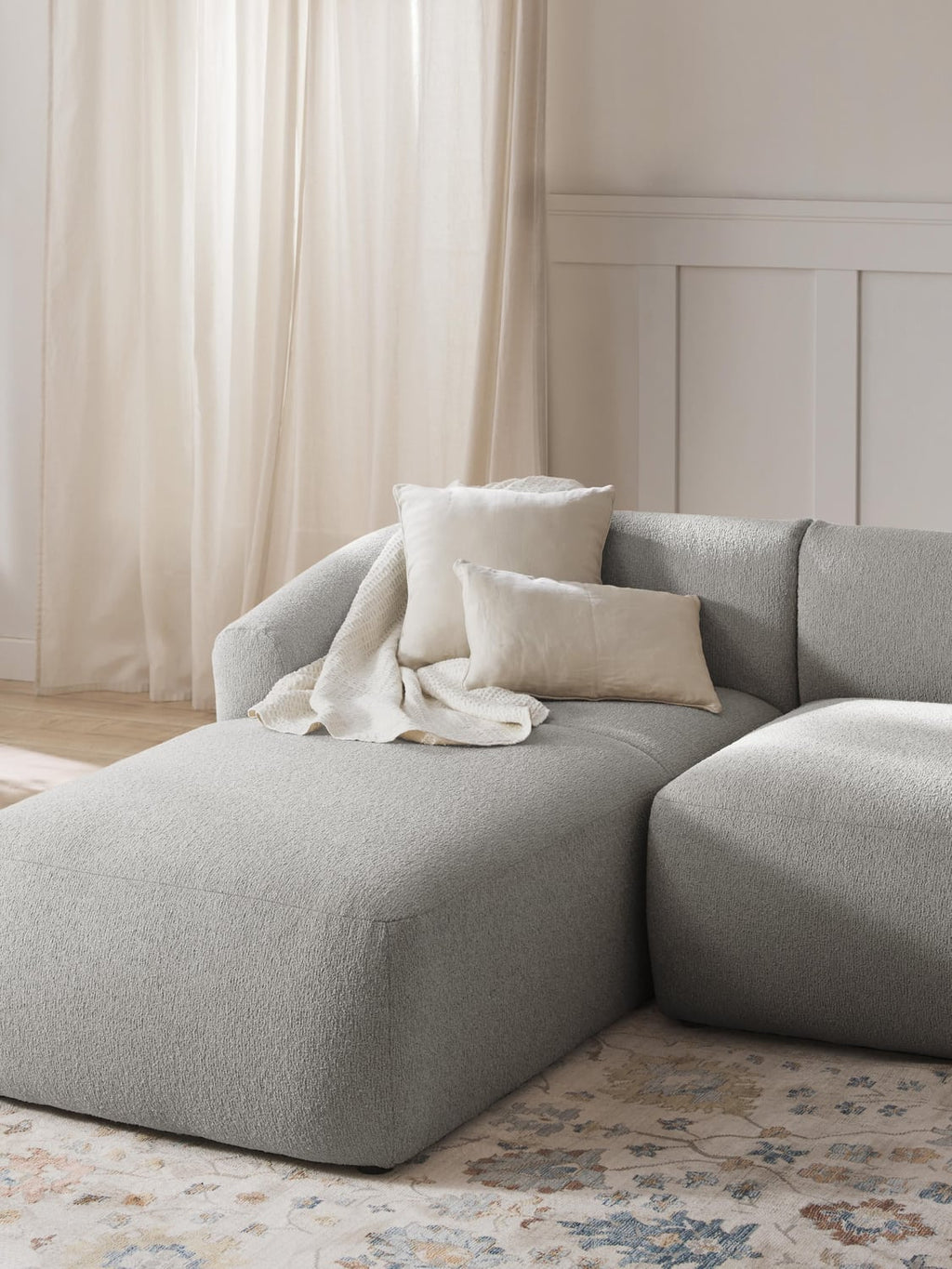 Sofia Bouclé-Chaise-Corner Module — Lilac