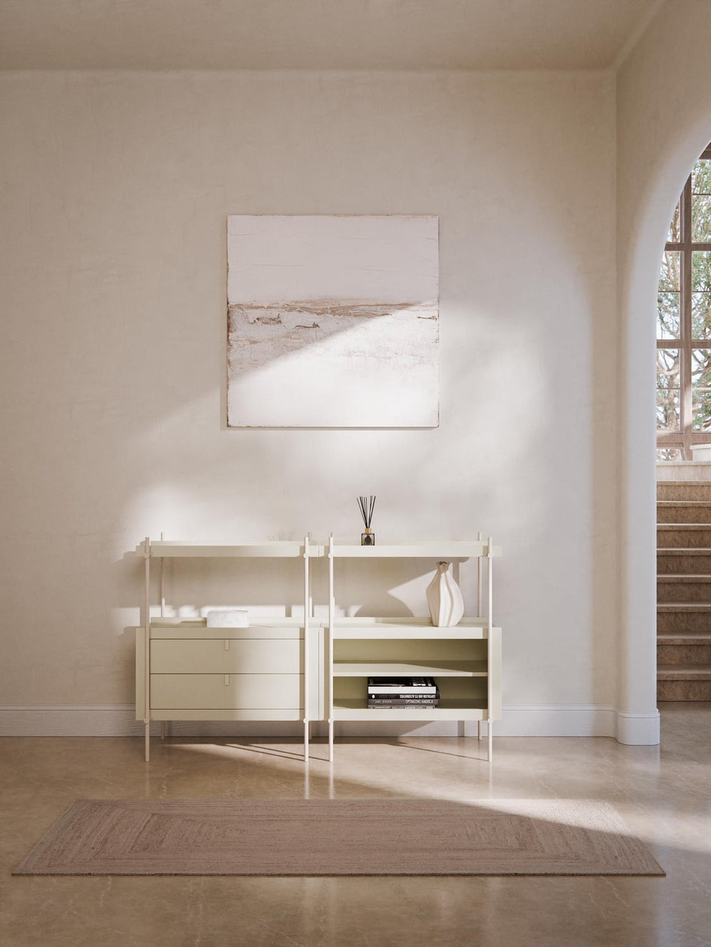 Rio Shelving Unit with Drawers — Oatmeal