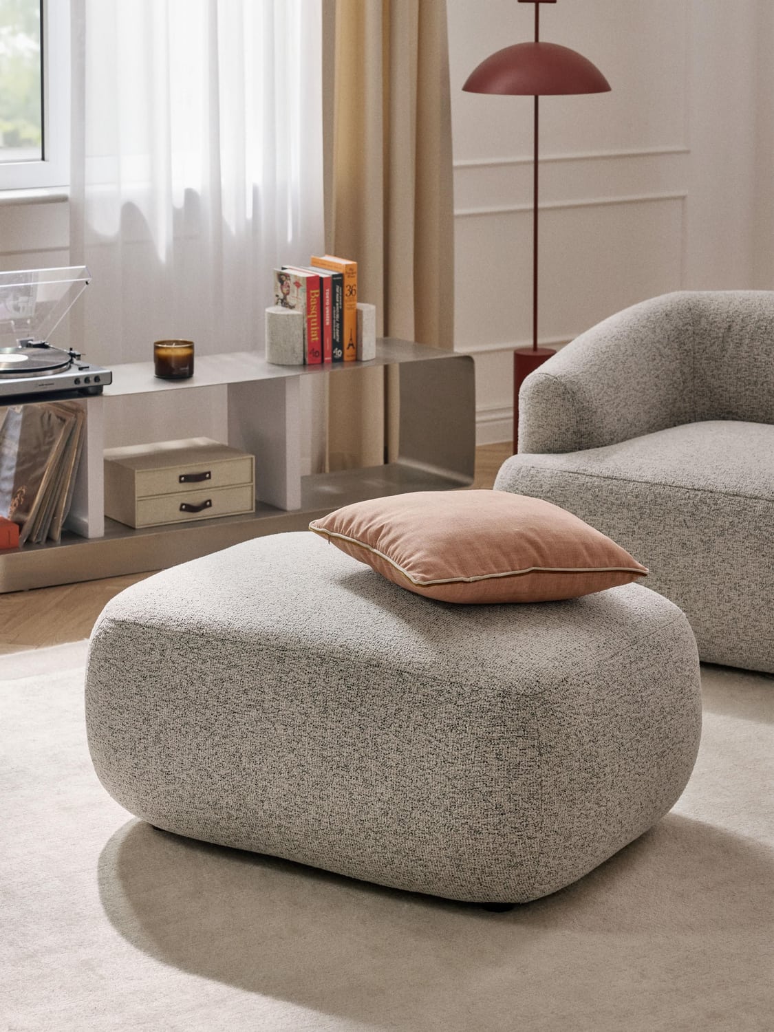 Sofia Bouclé Ottoman — Oatmeal