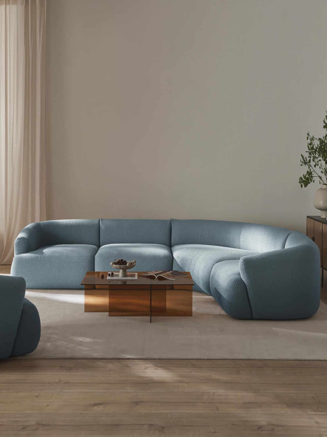 Sofia Modular Bouclé Corner Sofa (4-seater) — Stone Grey