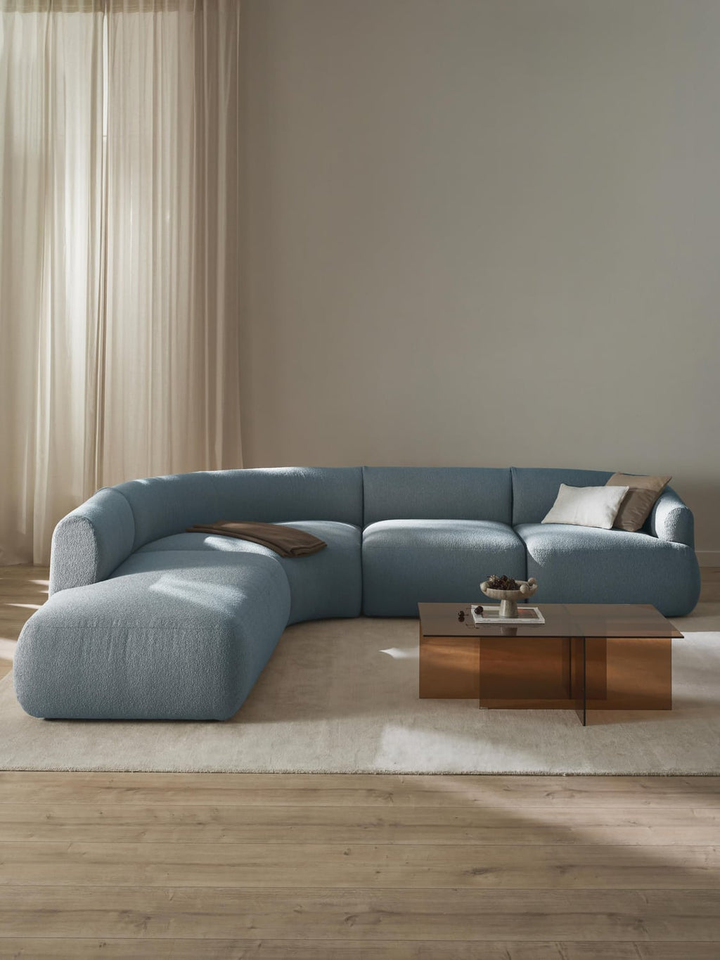 Sofia Modular Bouclé Corner Sofa (4-seater) — Steel Grey