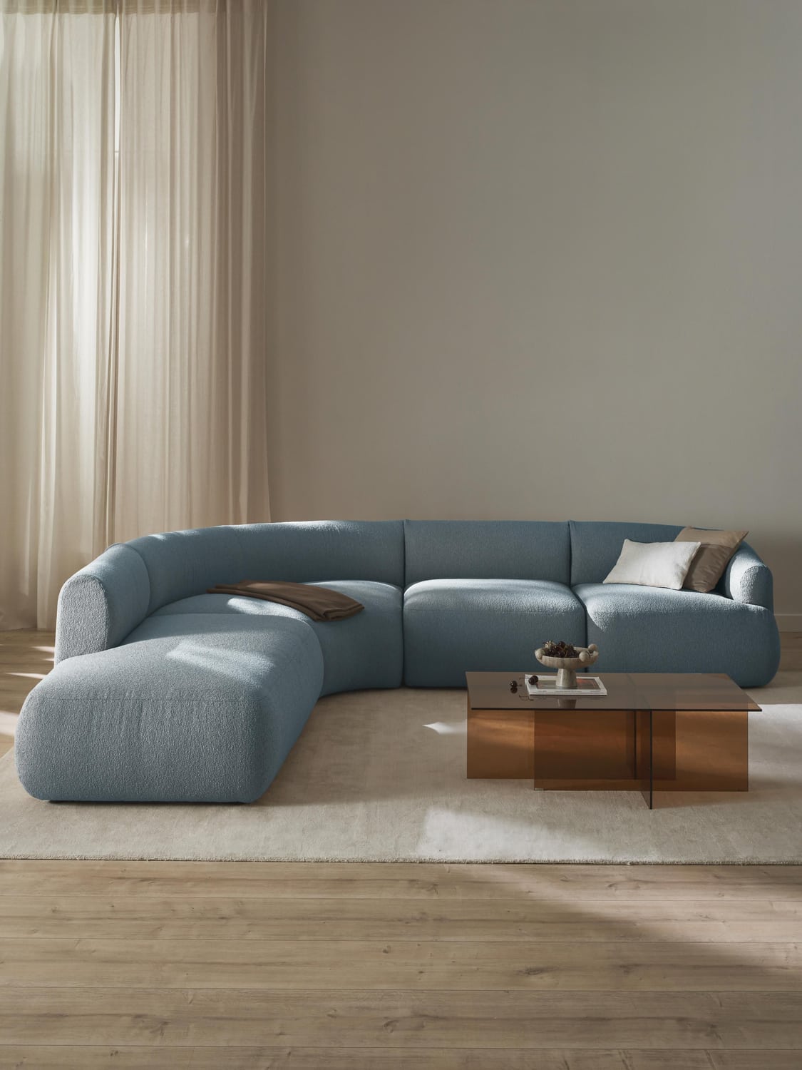 Sofia Modular Bouclé Corner Sofa (4-seater) — Steel Grey